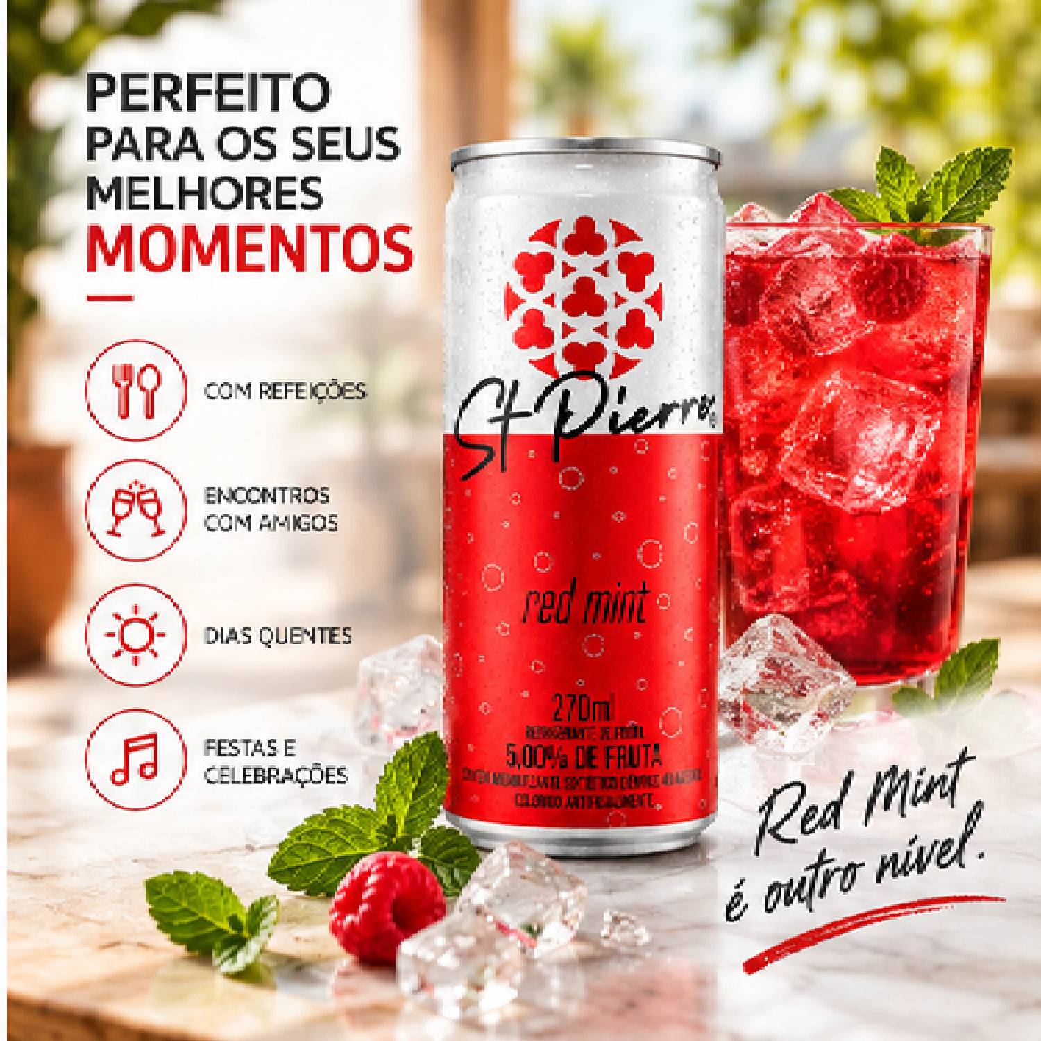 Refrigerante de Fruta ST PIERRE Red Mint 270ml foto 3