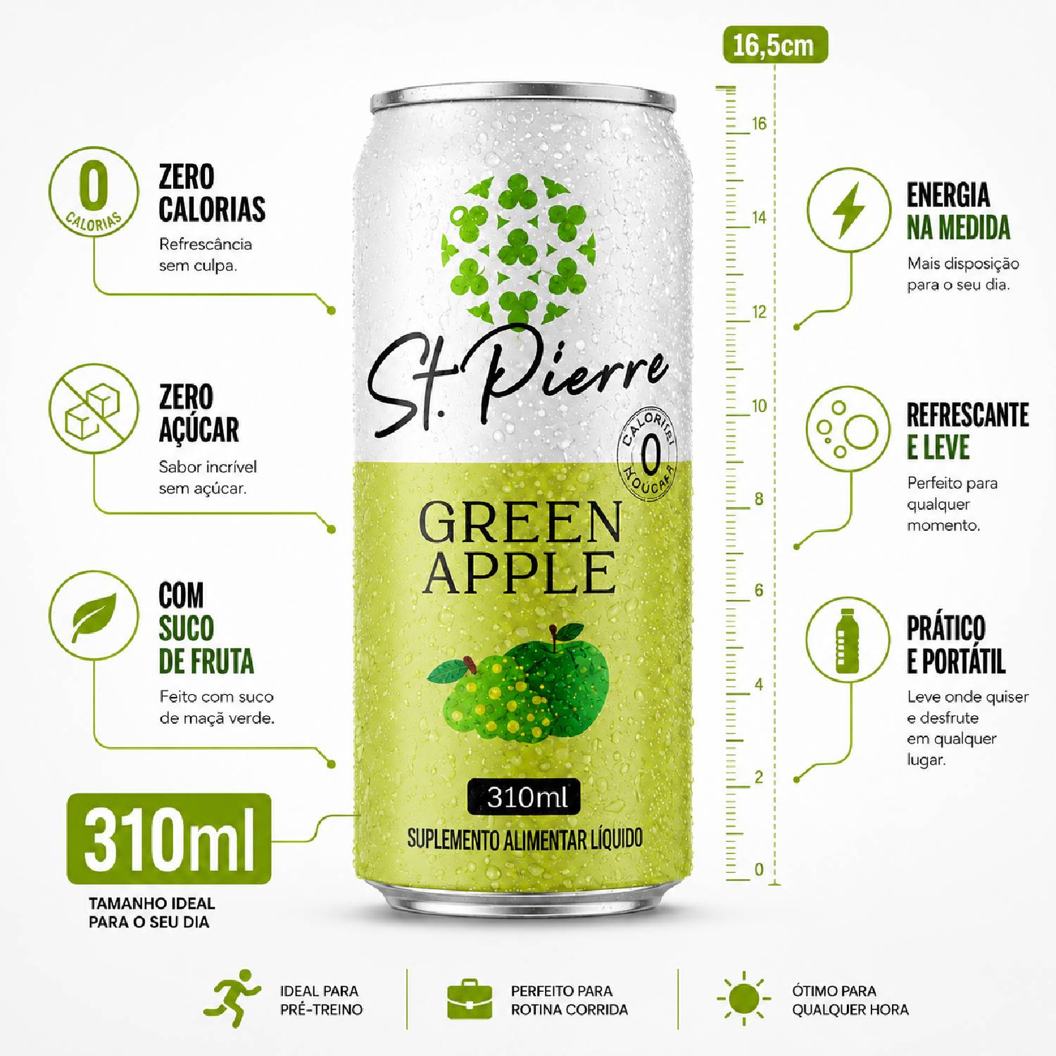 Bebida Zero Açucar ST PIERRE ZERO Green Apple 310ml foto 7