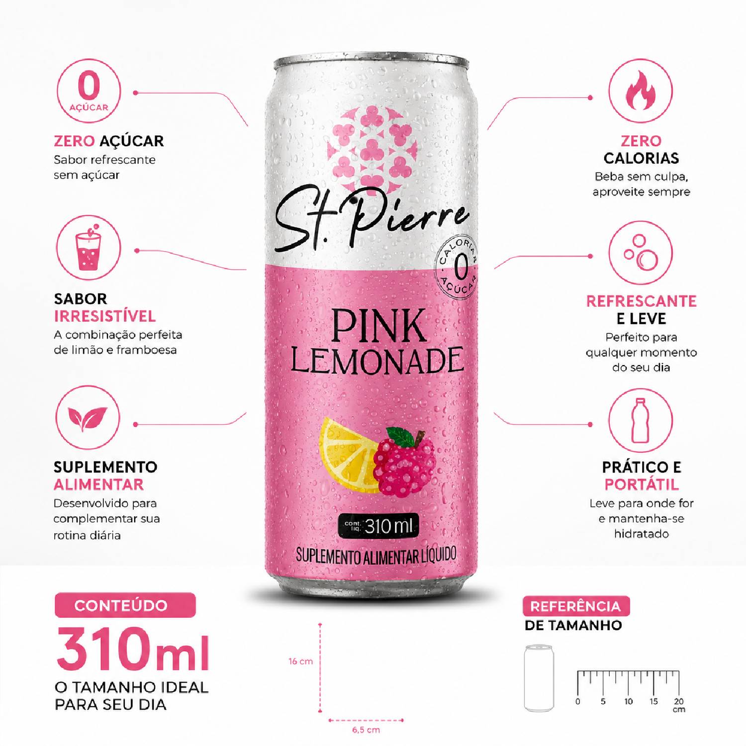 Bebida Zero ST PIERRE Pink Lemon 310ml foto 7