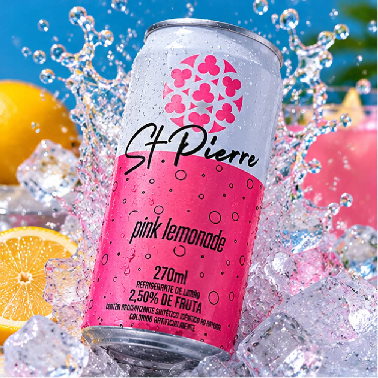 Refrigerante Pink Lemonade St PIERRE Lata 270ml foto 3