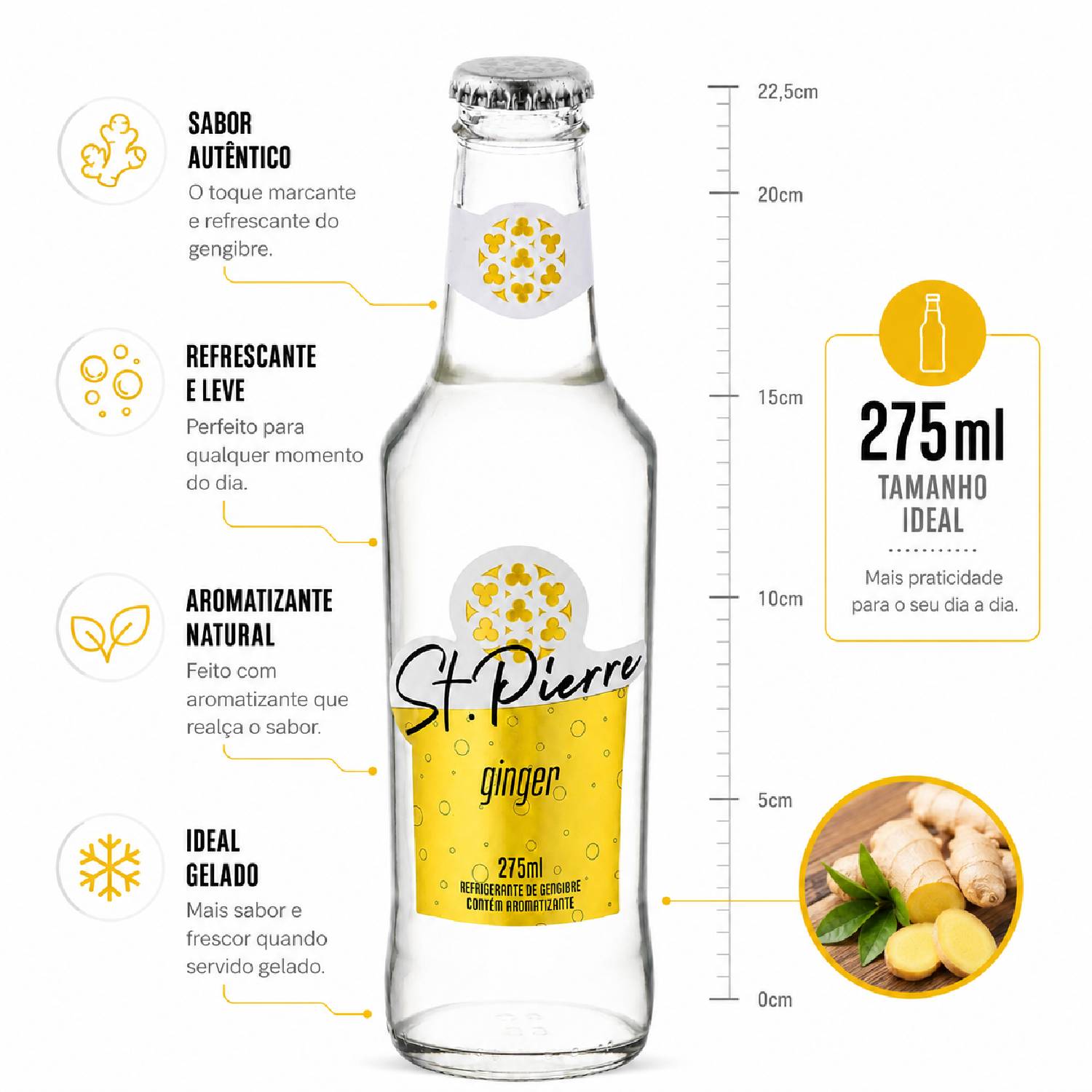 Kit 5 Refrigerante Gengibre ST PIERRE Ginger 275ml L Neck foto 7