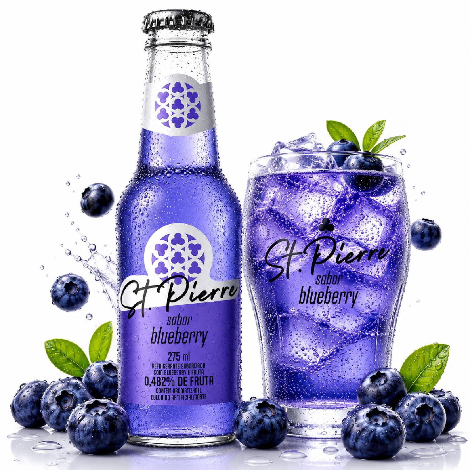 Kit 3 Refrigerante Blueberry ST PIERRE Long Neck 275ml foto 2