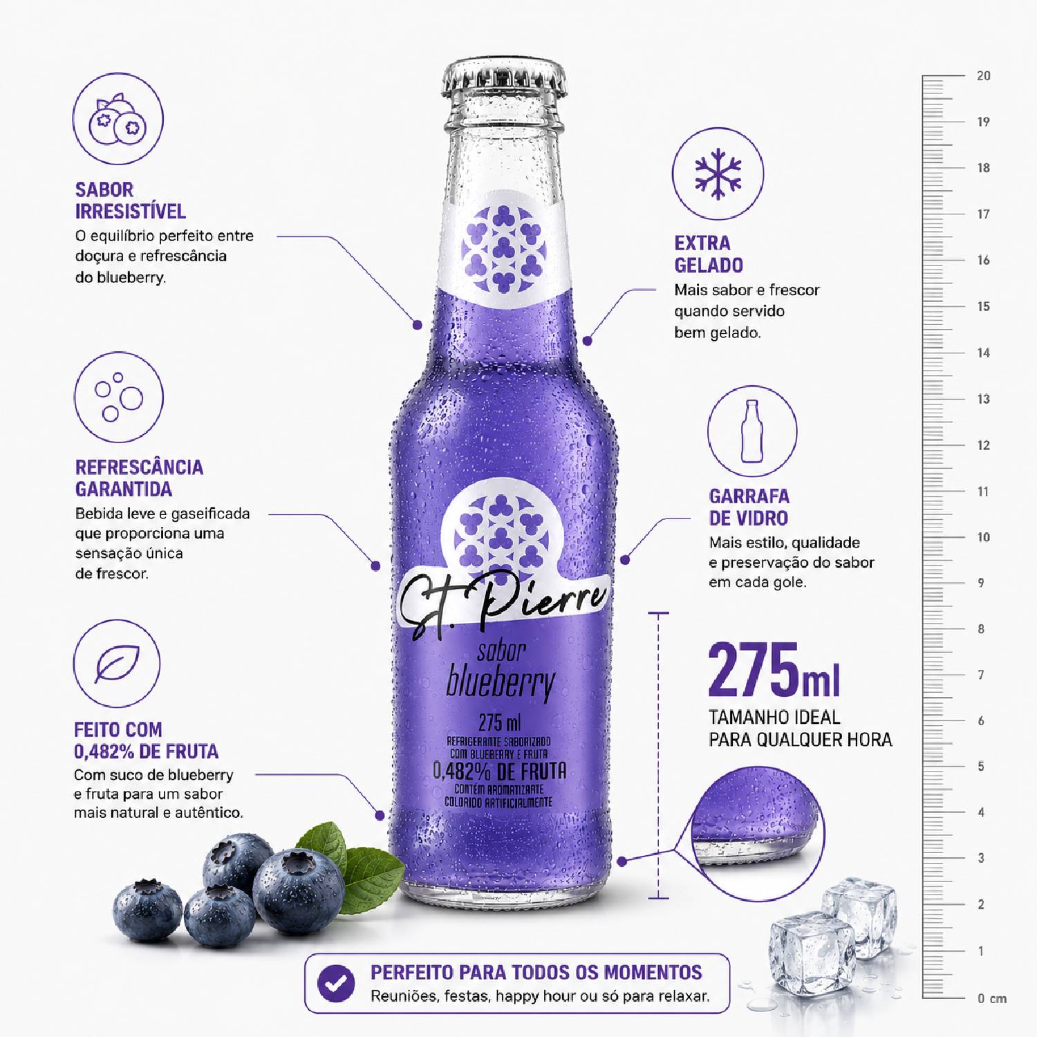 Kit 8 Refrigerante Blueberry ST PIERRE Long Neck 275ml foto 7