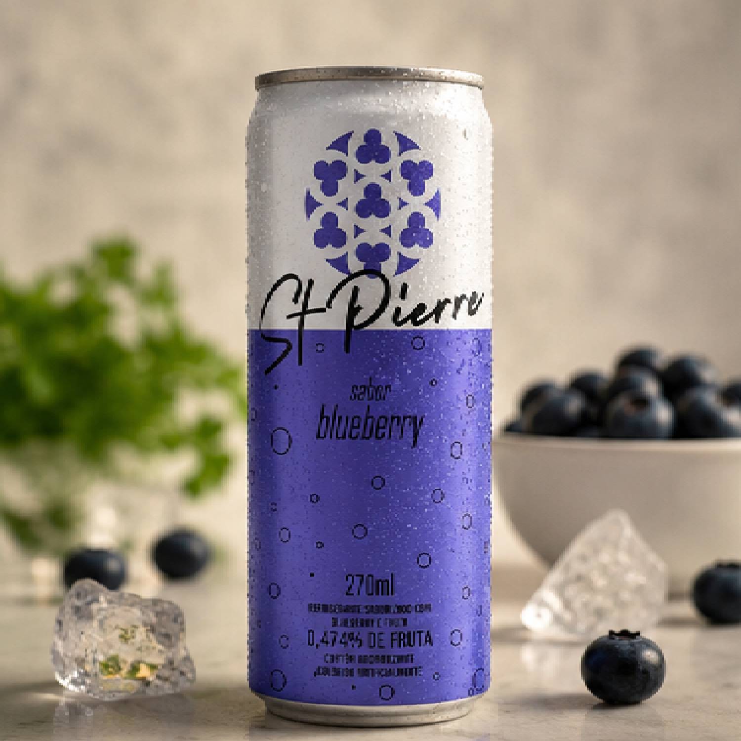 Kit 5 Refrigerante de Fruta ST PIERRE Blueberry 270ml foto 2