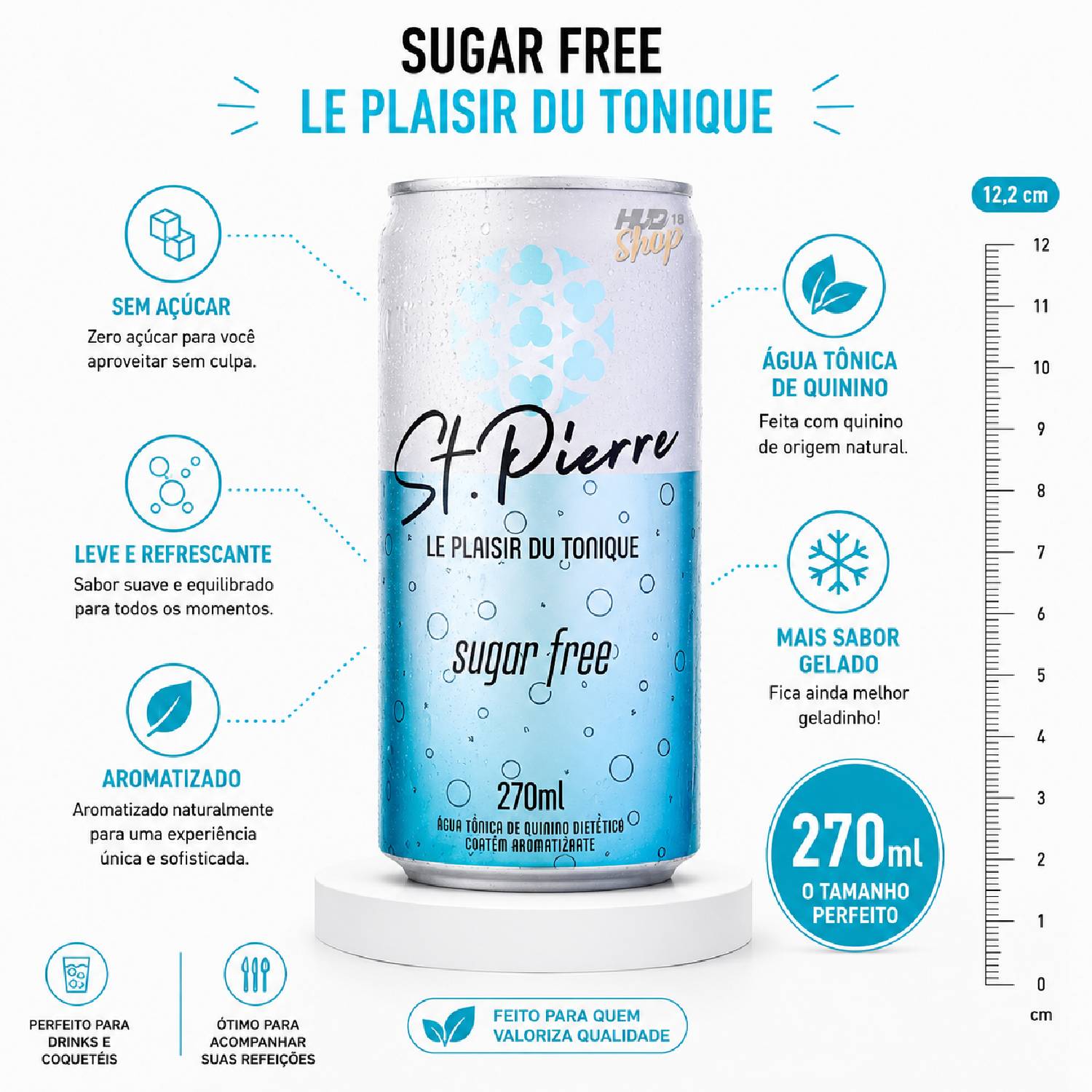 Kit 5 Água Tônica ST PIERRE Sugar Free 270ml Lata foto 7