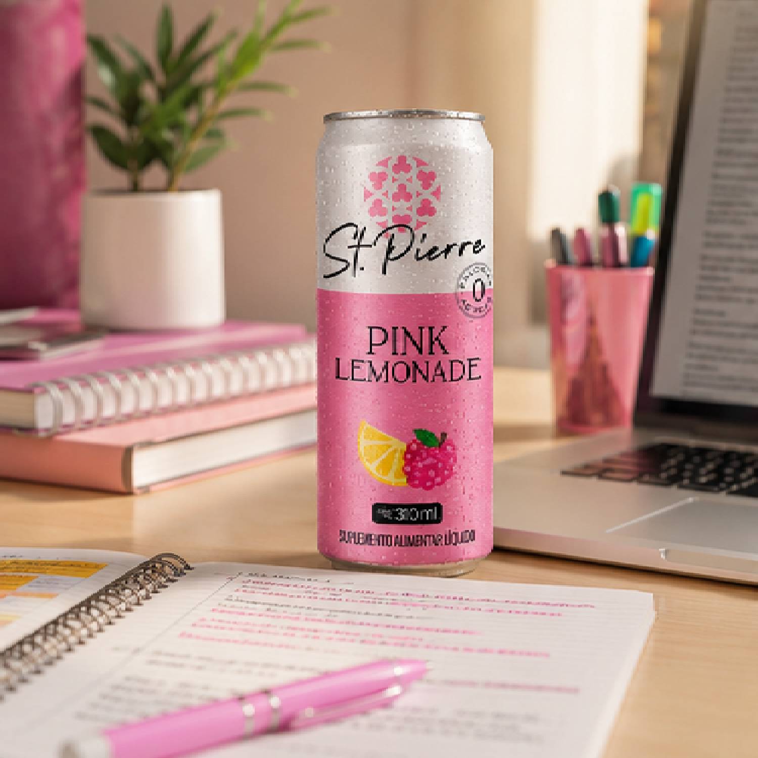 Kit 12 Bebida Zero ST PIERRE Pink Lemon 310ml foto 4