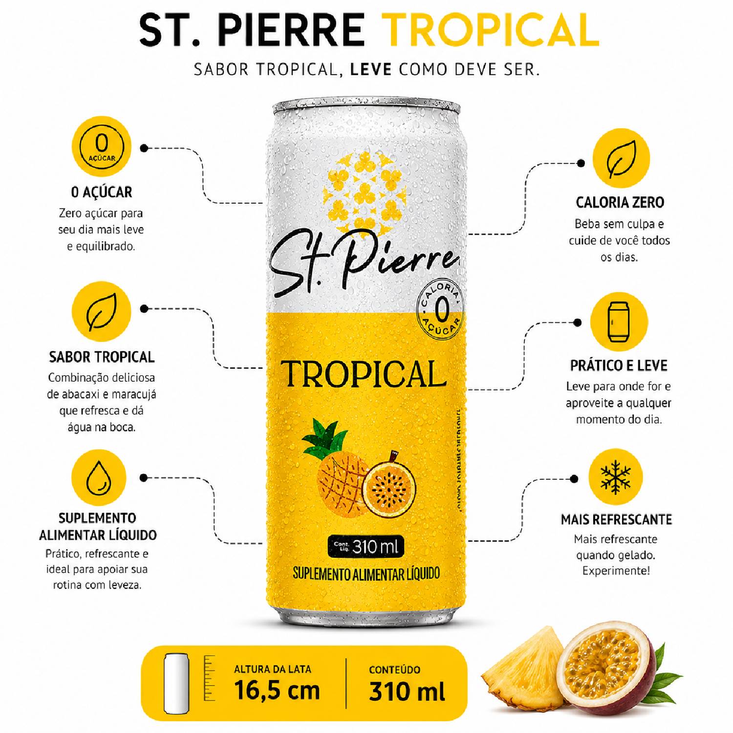Kit 12 Bebida Zero ST PIERRE Tropical 310ml foto 6