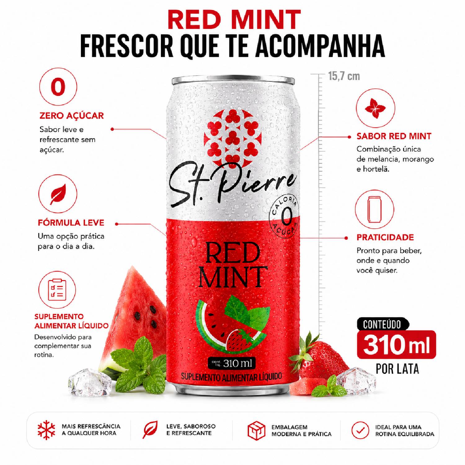 Kit Misto Bebida Zero ST PIERRE 12 Red Mint + 12 Pink 310ml foto 8