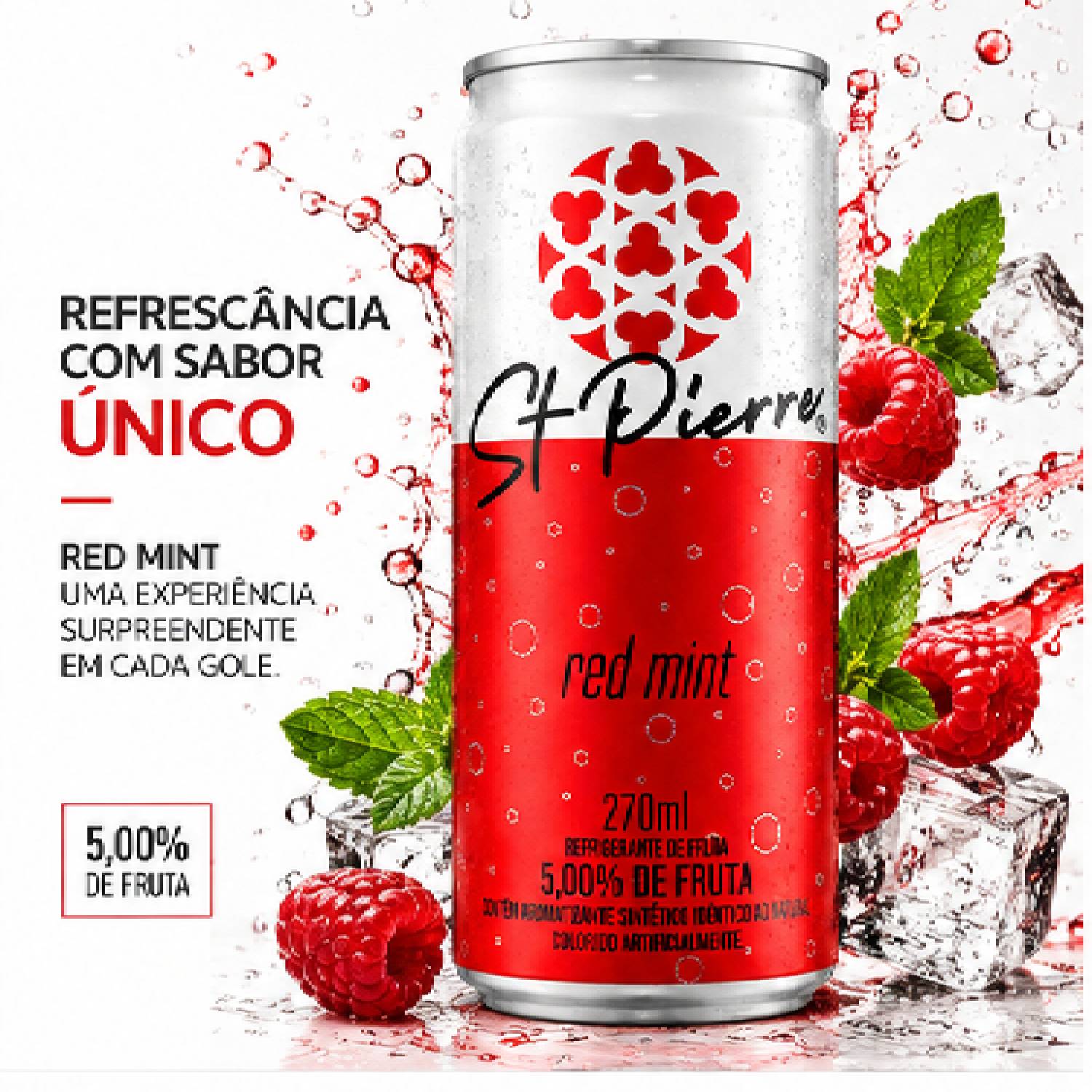 kit 6 Refrigerante de Fruta ST PIERRE Red Mint 270ml foto 3