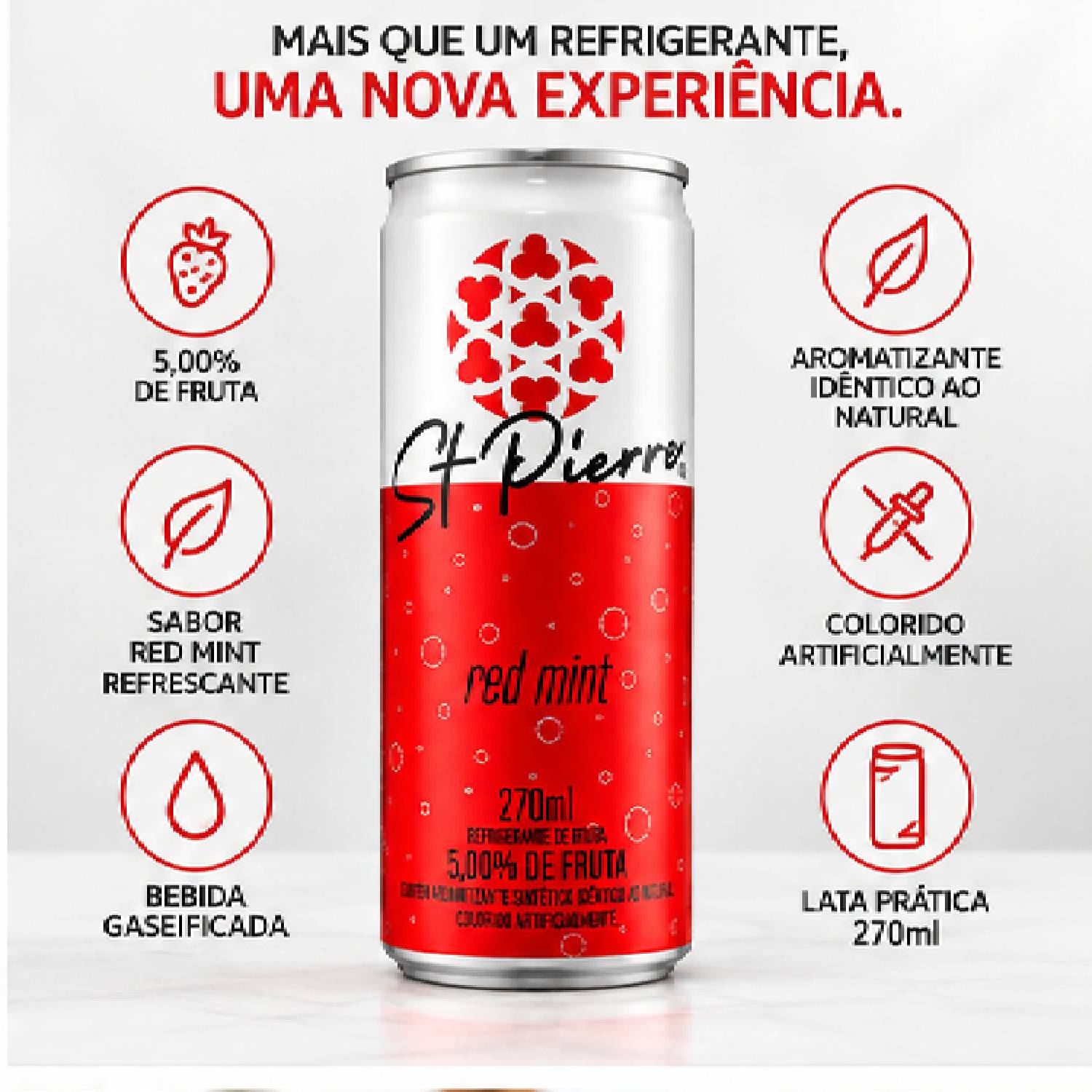 kit 6 Refrigerante de Fruta ST PIERRE Red Mint 270ml foto 7