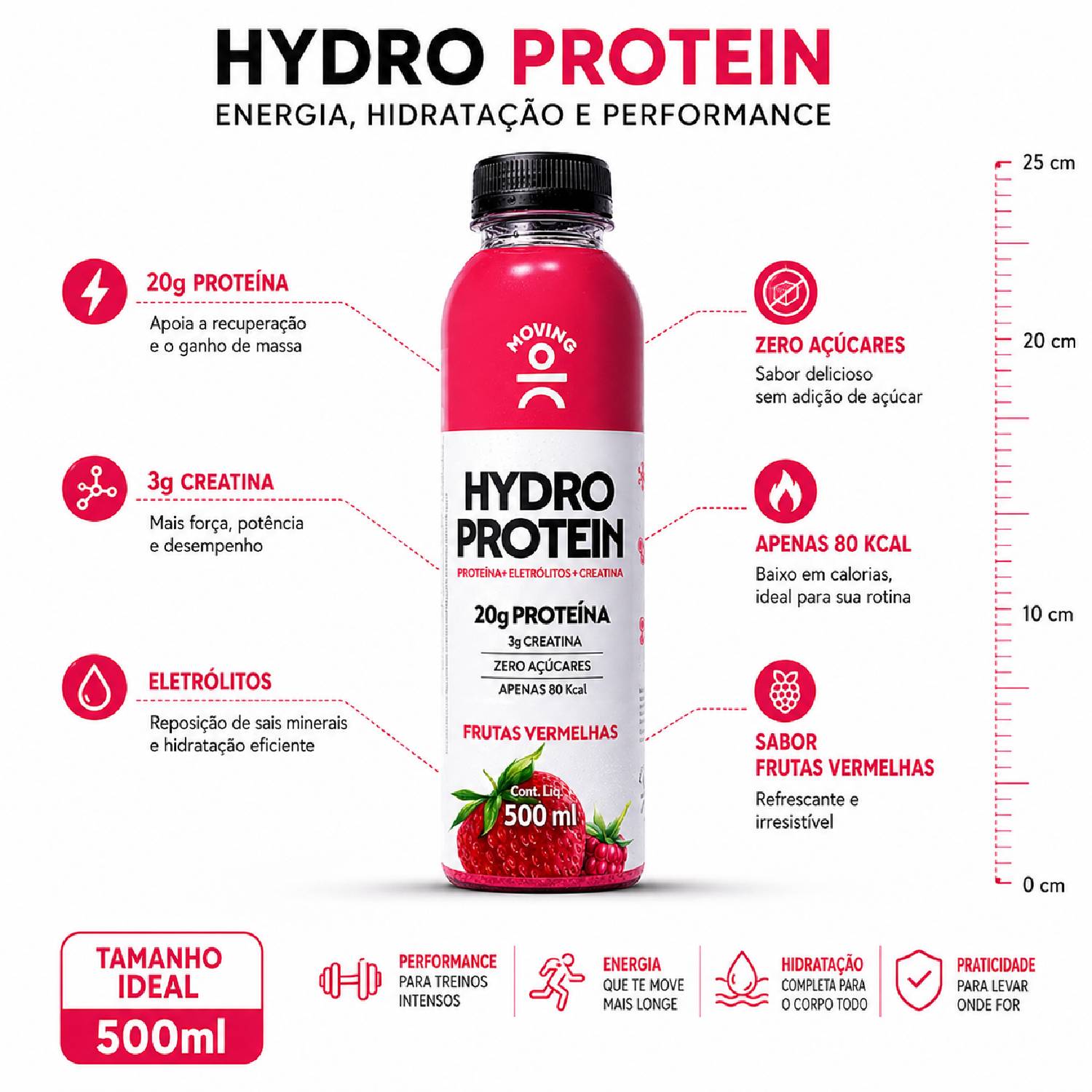 Kit Bebida MOVING Hydro Protein 20g Frutas Vermelhas 500ml foto 8