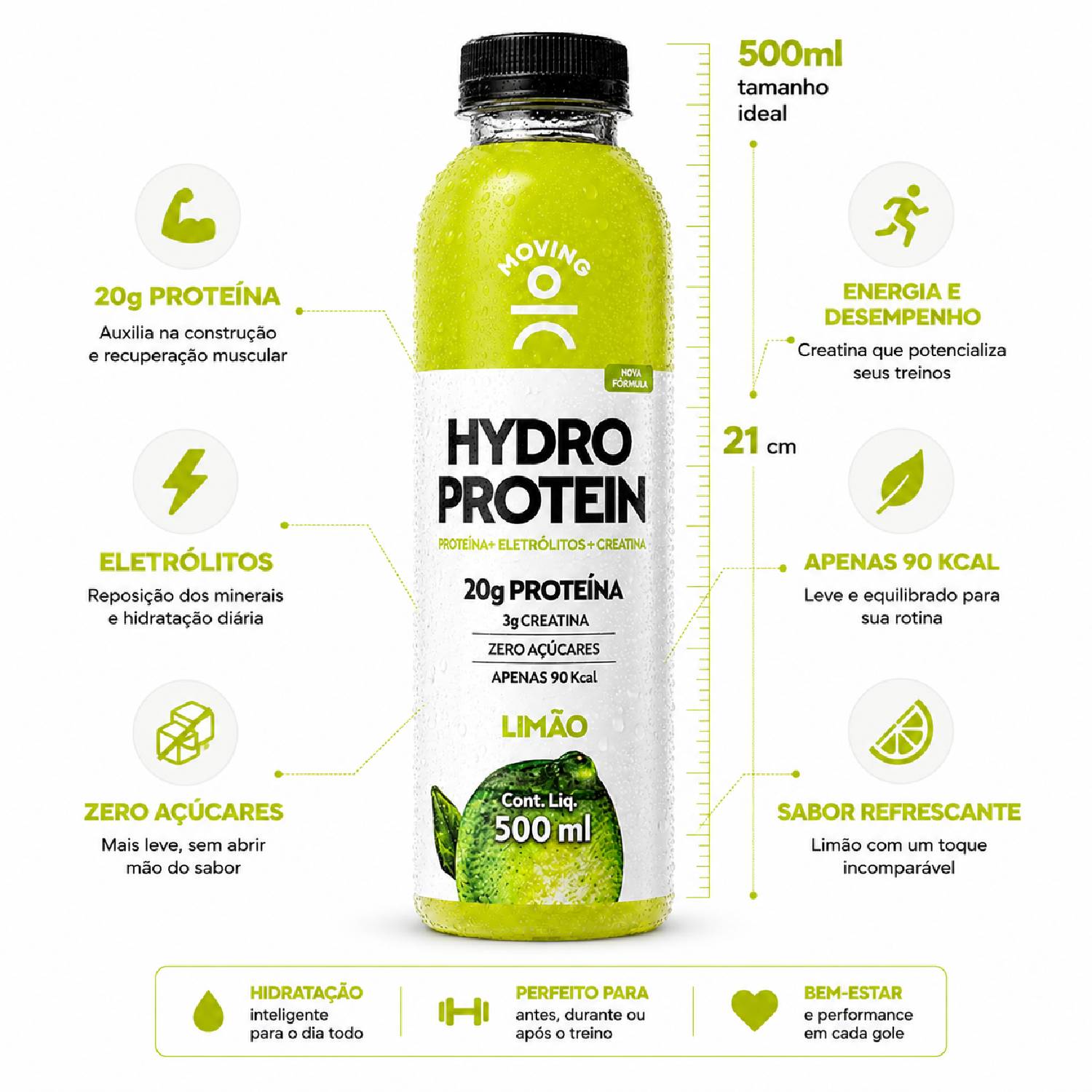 Kit 12 Bebida MOVING Hydro Protein 20g Limão Zero 500ml foto 6