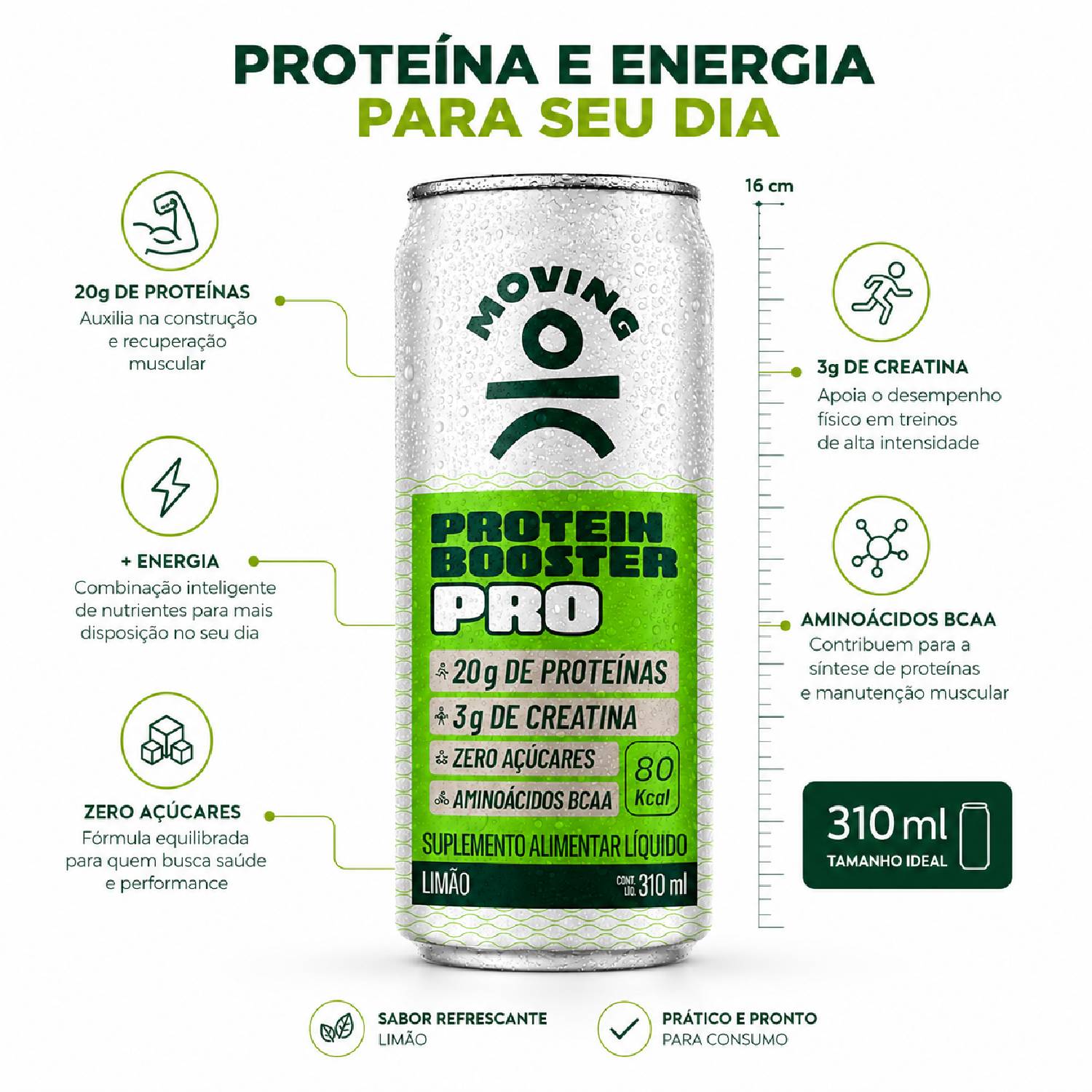 Kit 5 Bebida Protein Booster MOVING PRO LIMÃO 310ml foto 7
