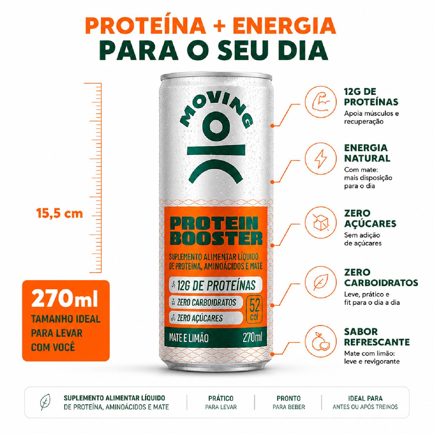Bebida Protein Booster MOVING PRO Mate & Limão 310ml foto 7