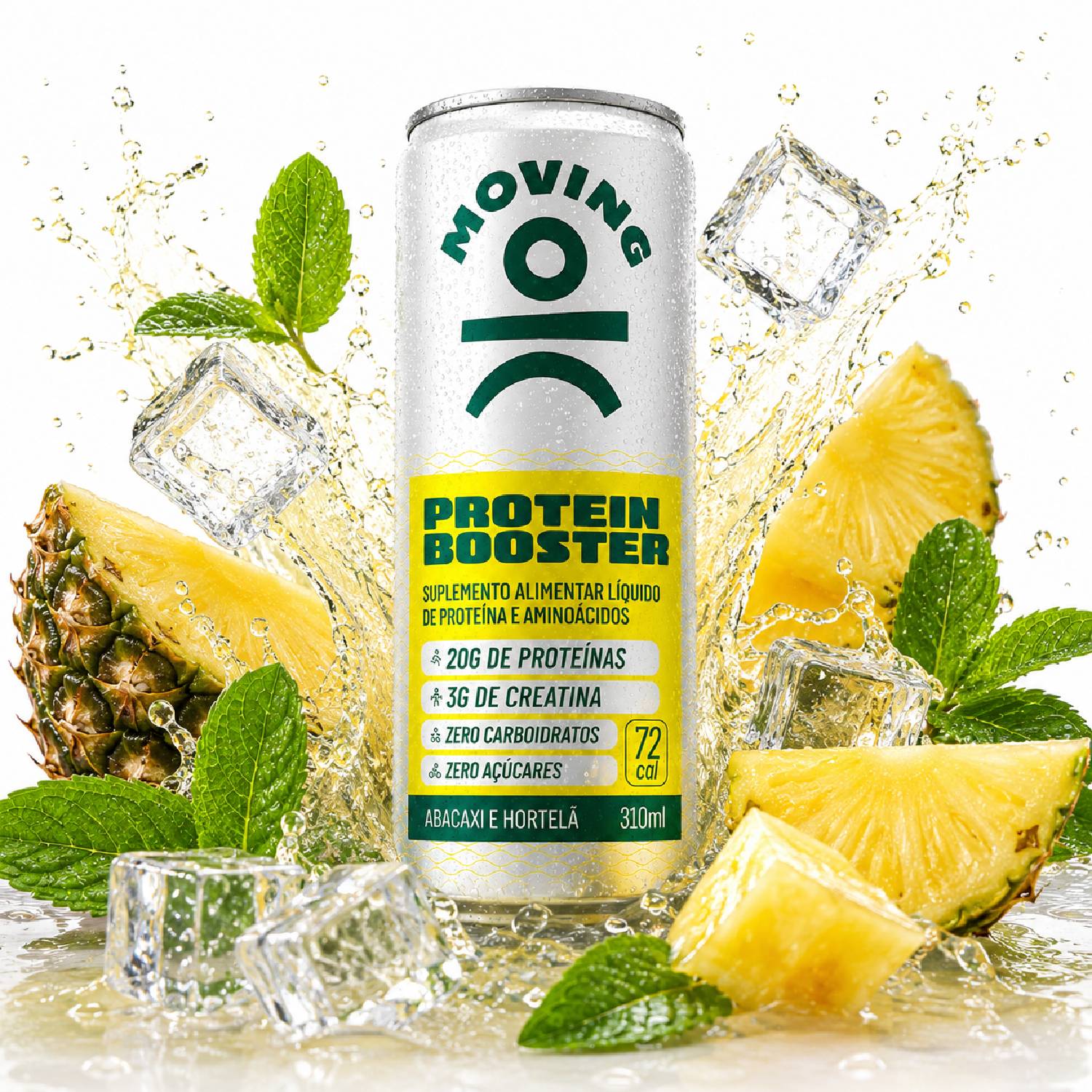 Kit 5 Bebida Protein Booster MOVING Abacaxi & Hortelã 310ml foto 3