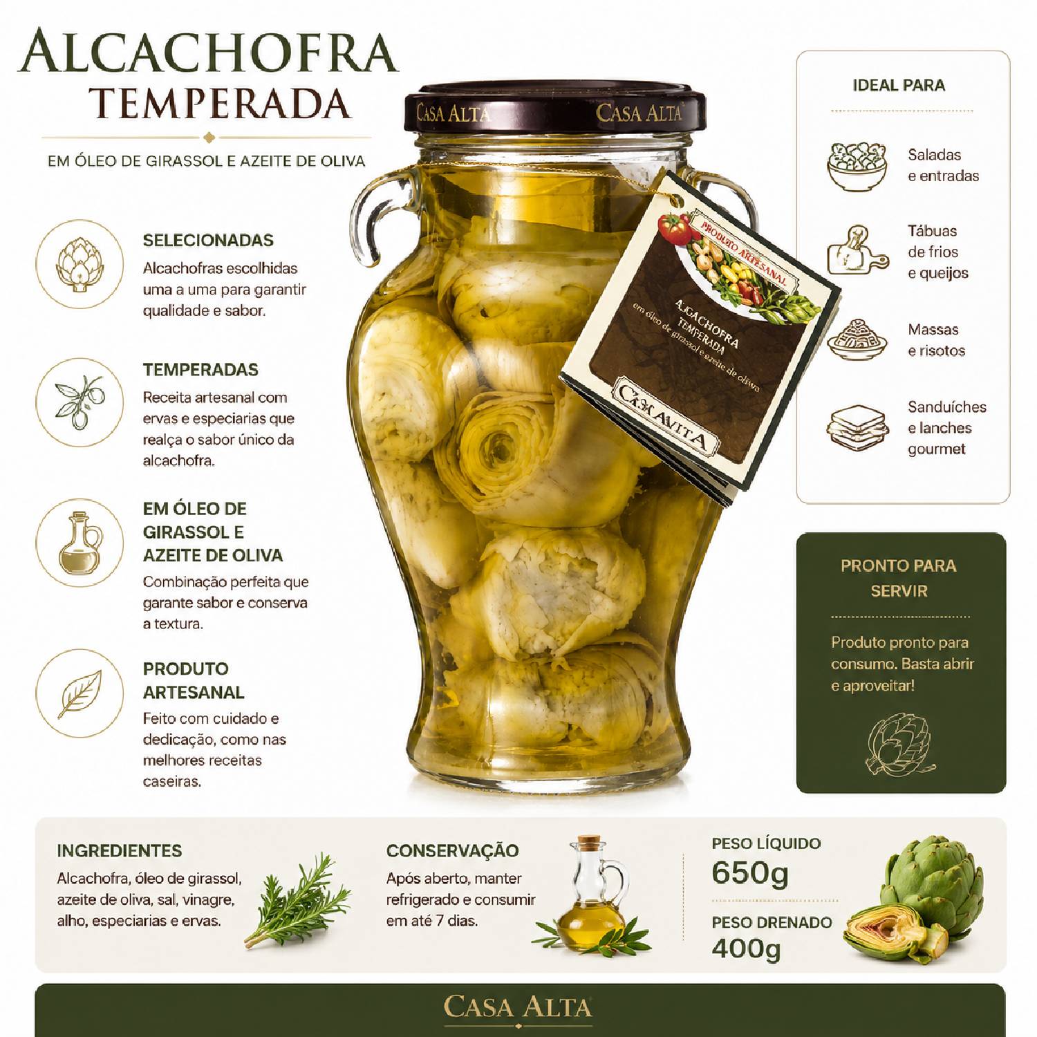 Alcachofrinha Inteira COLAVITA no Azeite 500g foto 7