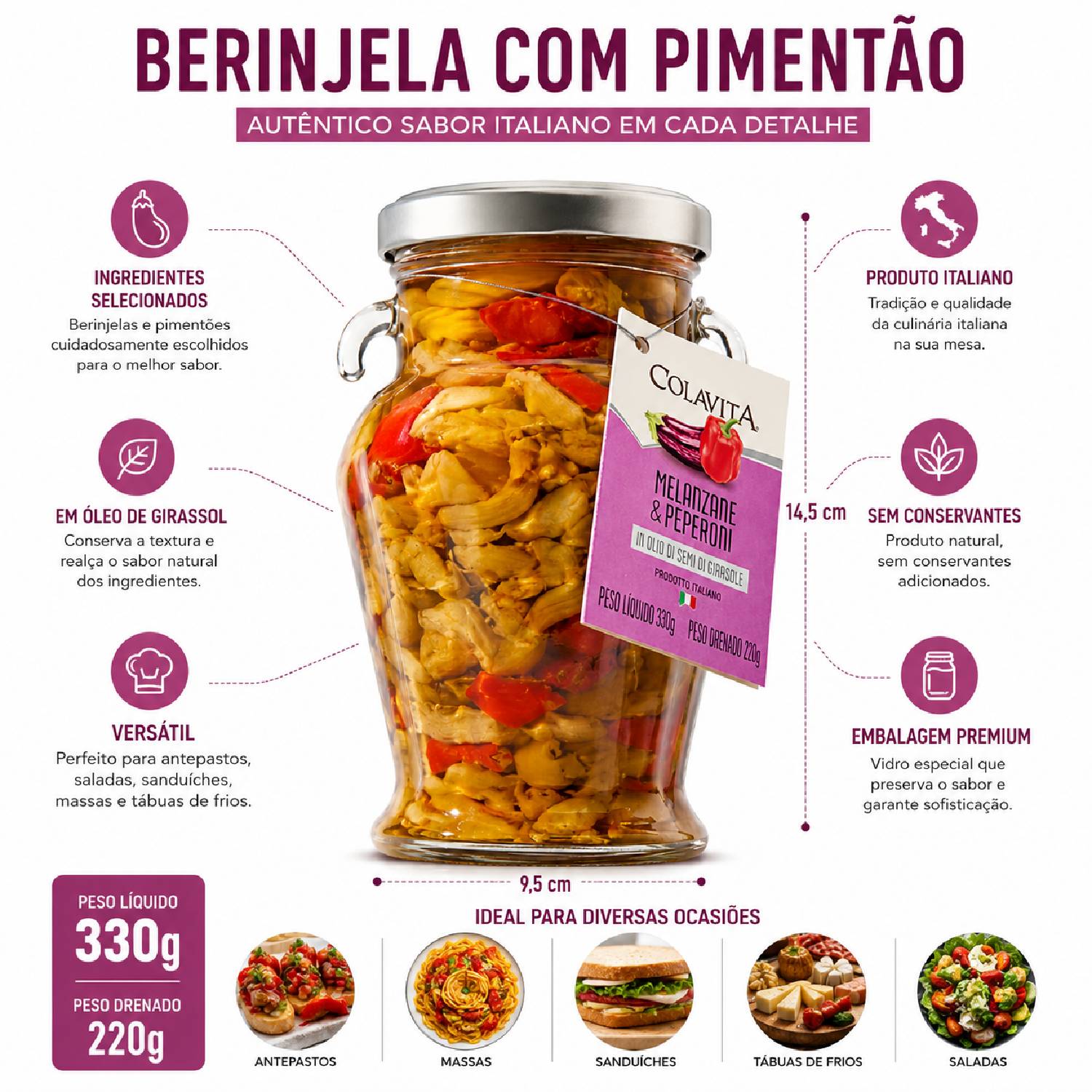 Berinjela com Pimentão COLAVITA 500g foto 6