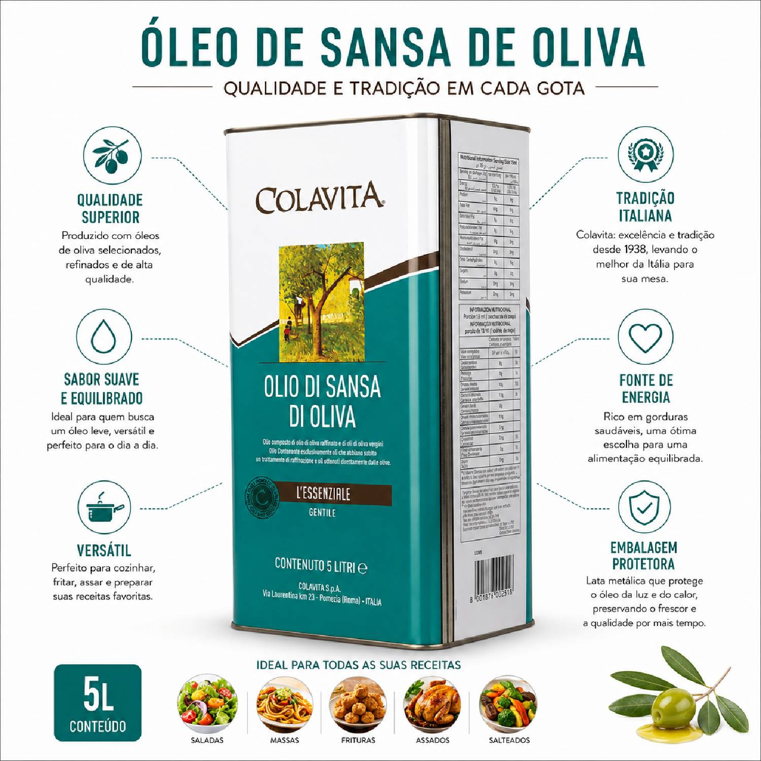 Azeite de Sansa de Oliva COLAVITA 5 Litros foto 7