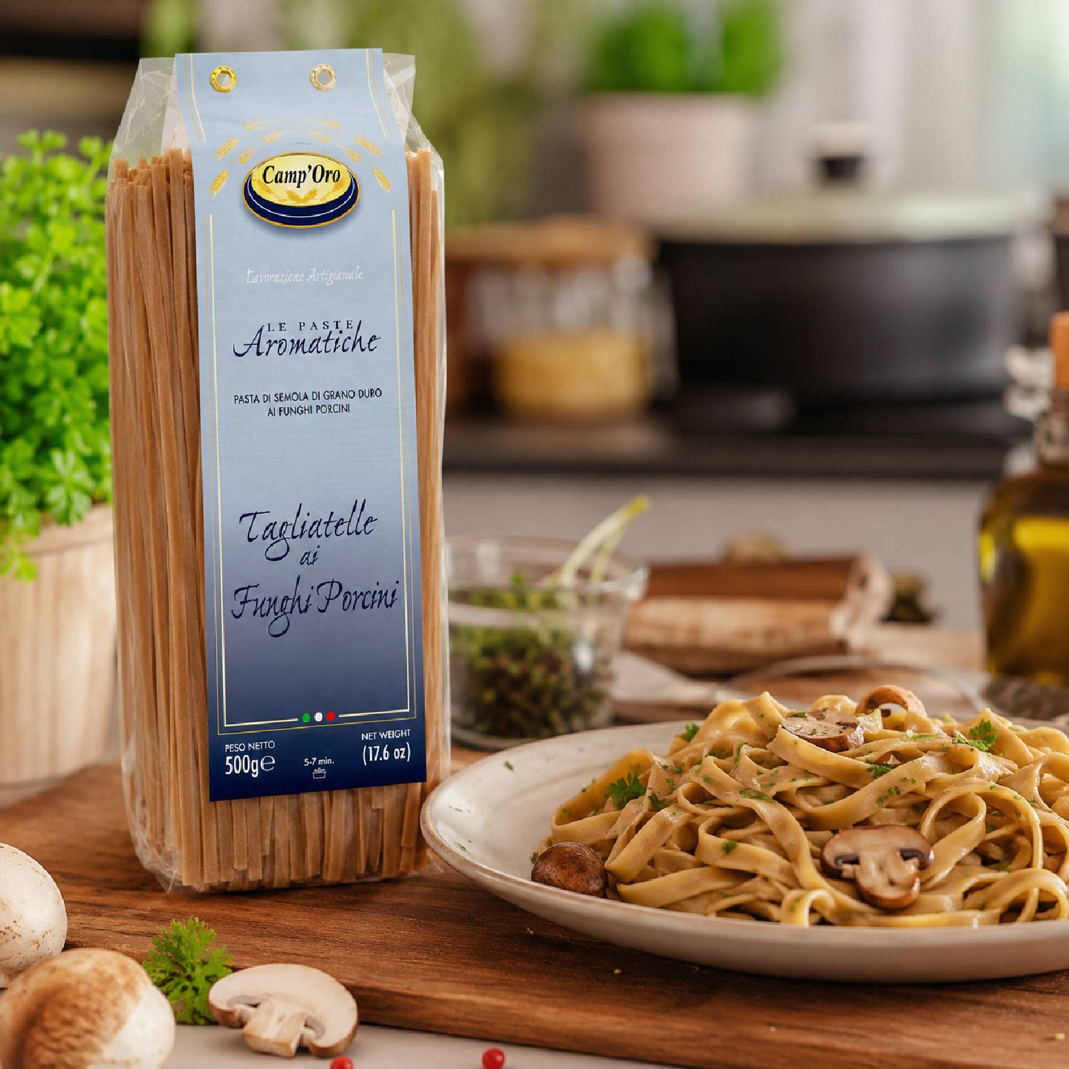 Massa Premium Tagliatelle Funghi Porcine CAMP'ORO 500g foto 3