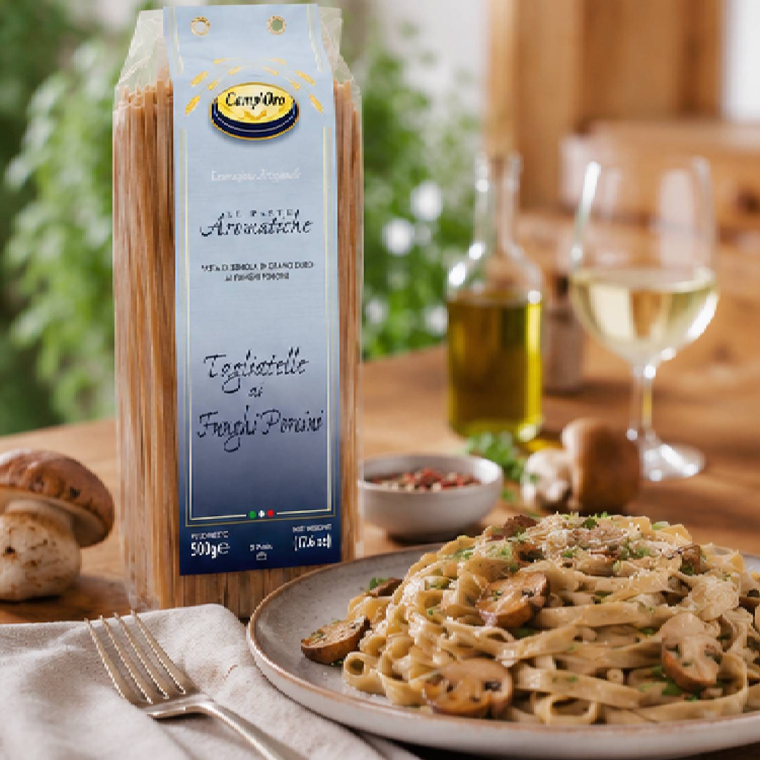 Kit 6 Massa Premium Tagliatelle Funghi Porcine CAMP'ORO 500g foto 4