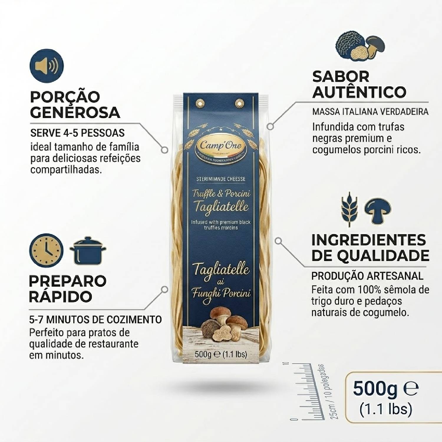Kit 2 Tagliatelle CAMP'ORO Funghi + Nero di Sepia 500g foto 7