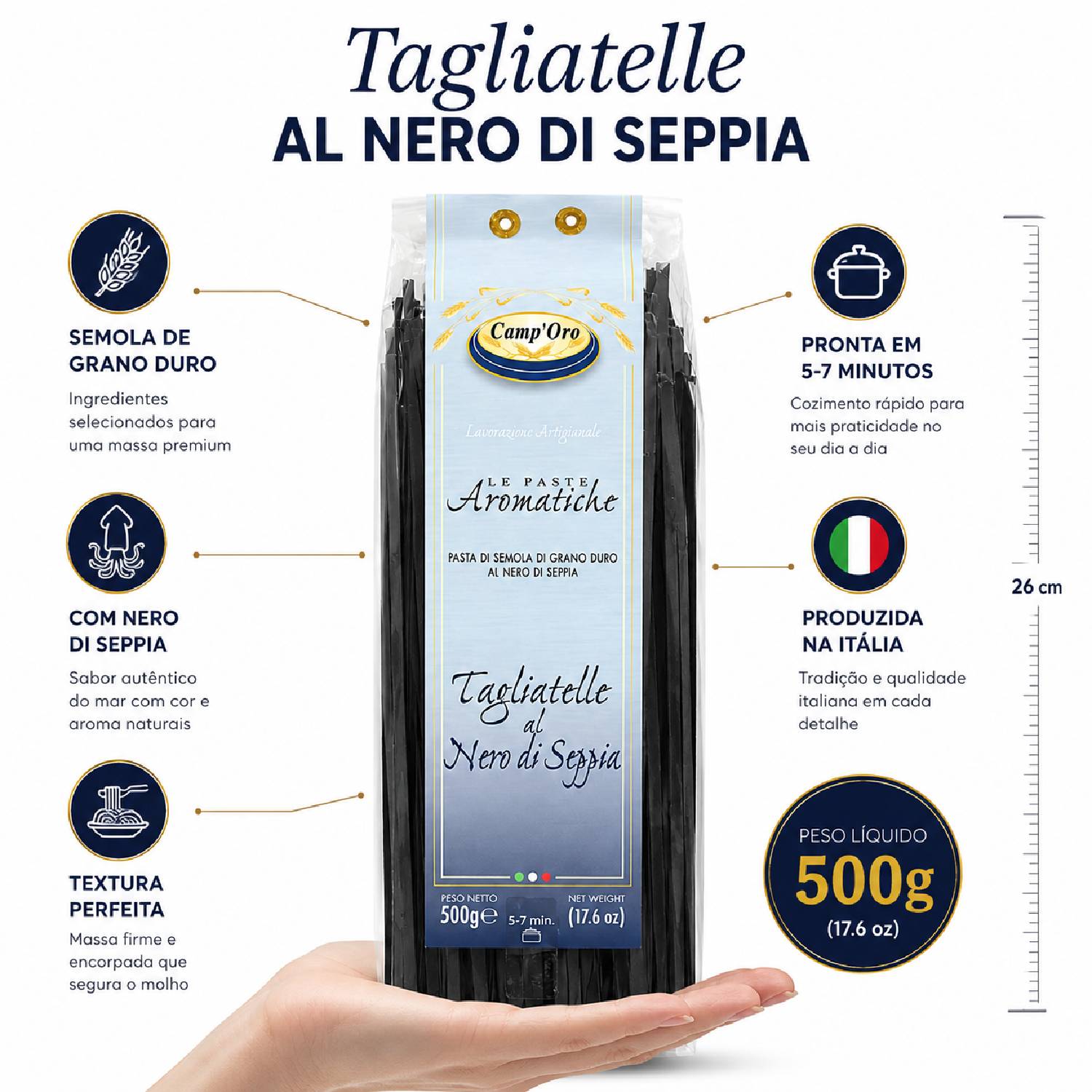 Kit 2 Tagliatelle CAMP'ORO Funghi + Nero di Sepia 500g foto 8