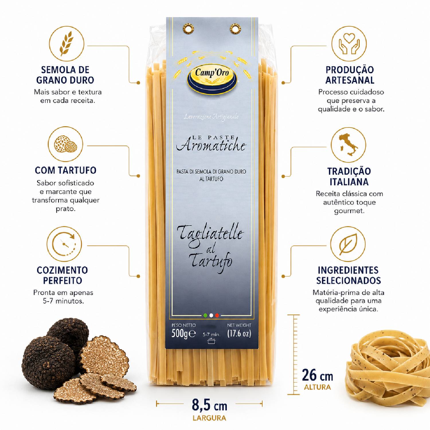 Kit 2 Massa Premium Tagliatelle Al Tartufo CAMP'ORO 500g foto 8