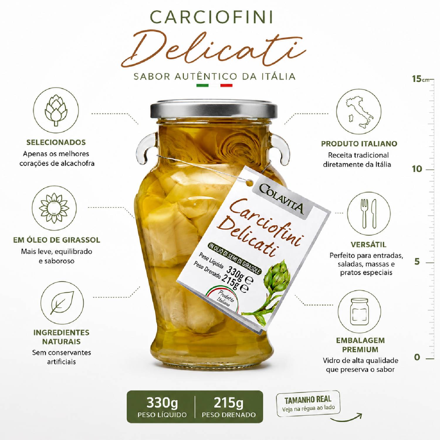 Alcachofrinha Inteira COLAVITA Óleo de Girassol 330g foto 7