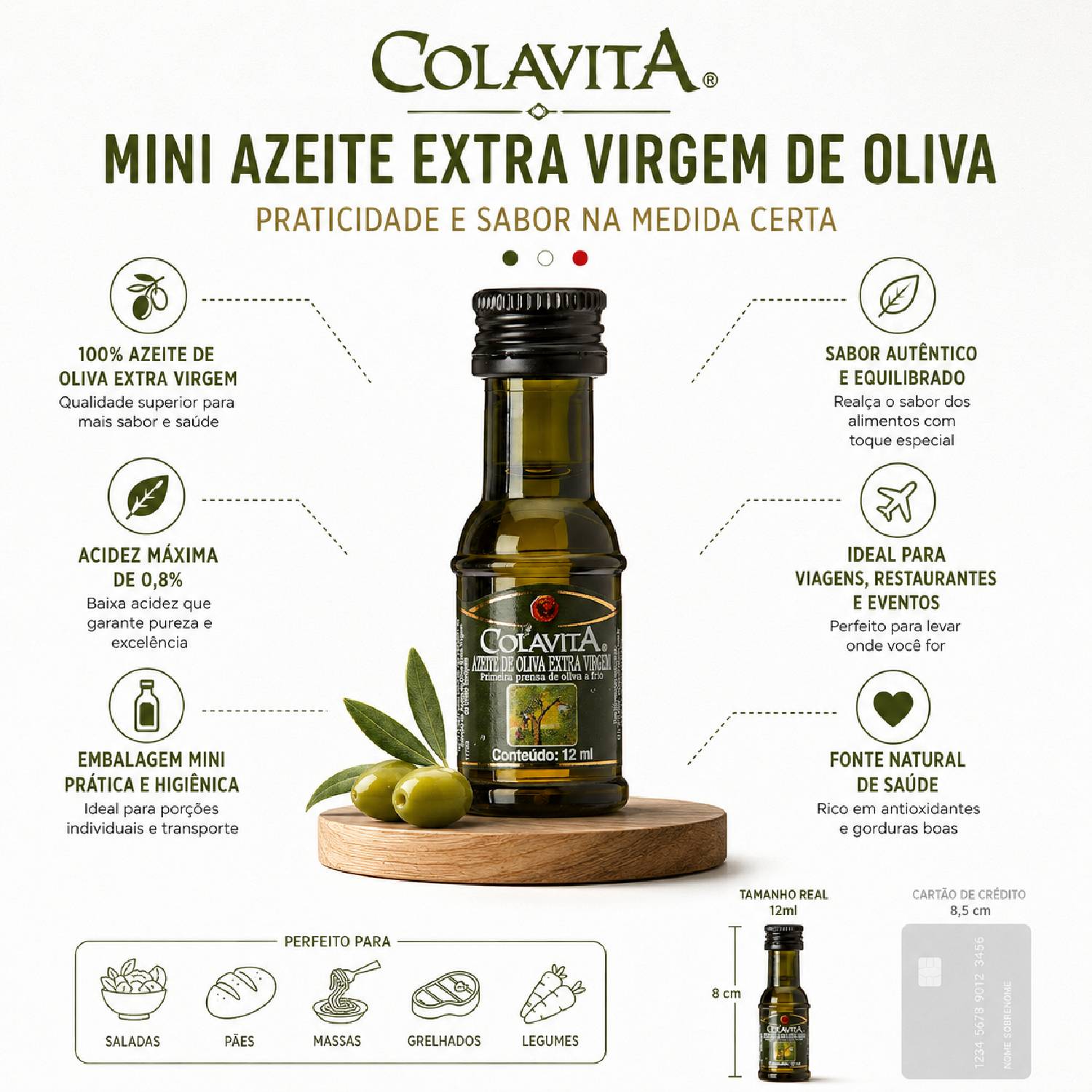 kIT 24 Mini Azeite Extra Virgem de Oliva COLAVITA 12ml foto 7
