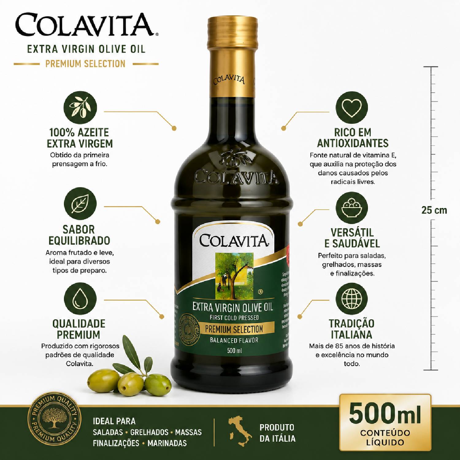 Azeite Extra Virgem de Oliva COLAVITA 500ml foto 6