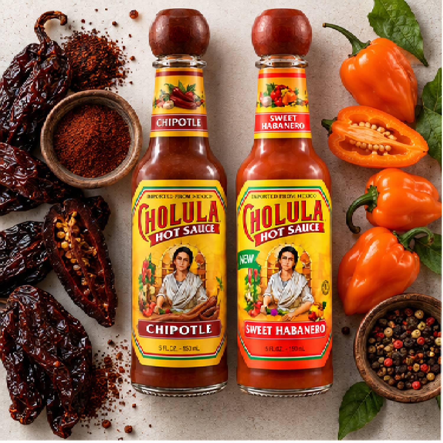 Kit Misto 2 Molho Pimenta Habanero e Chipotle CHOLULA 150ml foto 4
