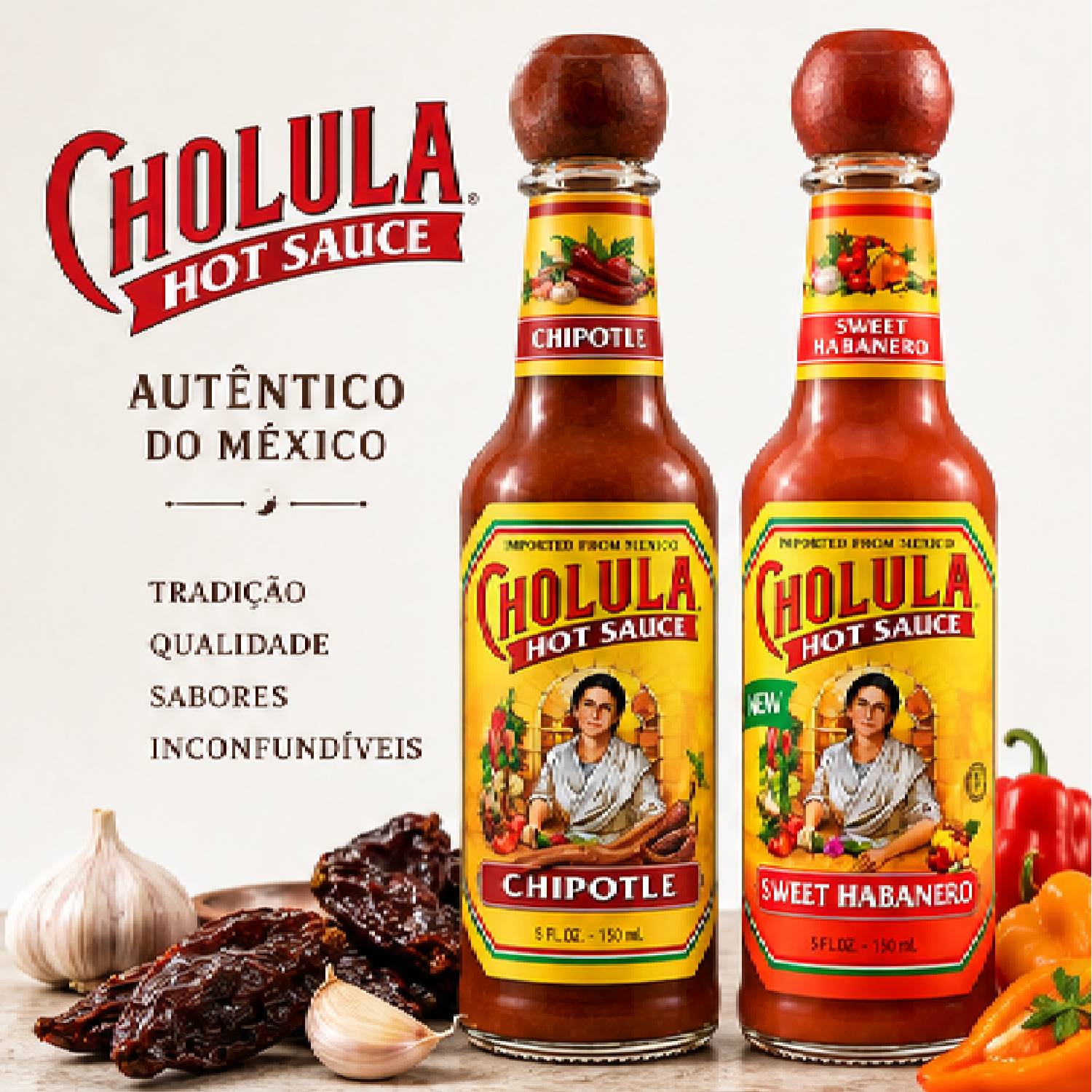 Kit Misto 2 Molho Pimenta Habanero e Chipotle CHOLULA 150ml foto 8