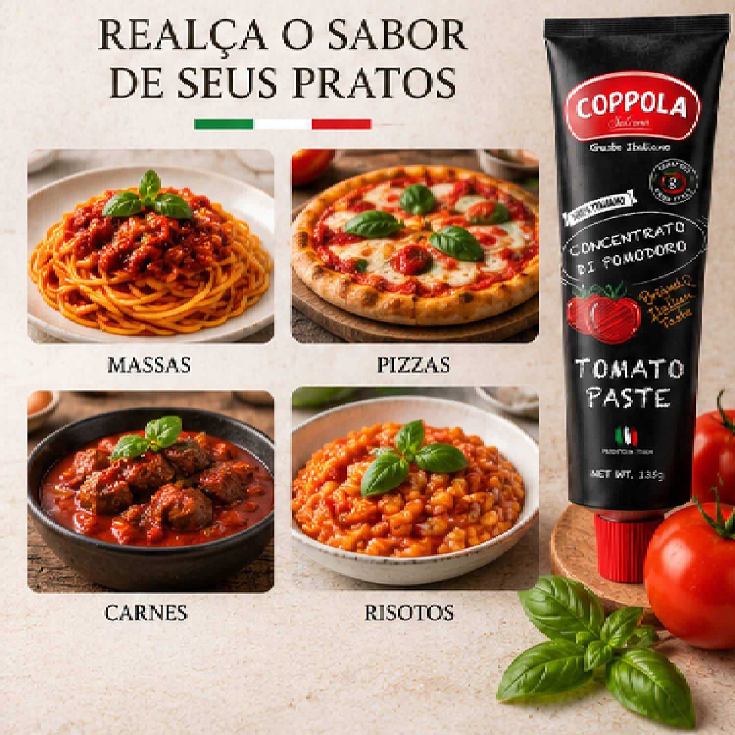 Kit 3 Pasta de Tomate Italiana Duplo Coppola 135g foto 7