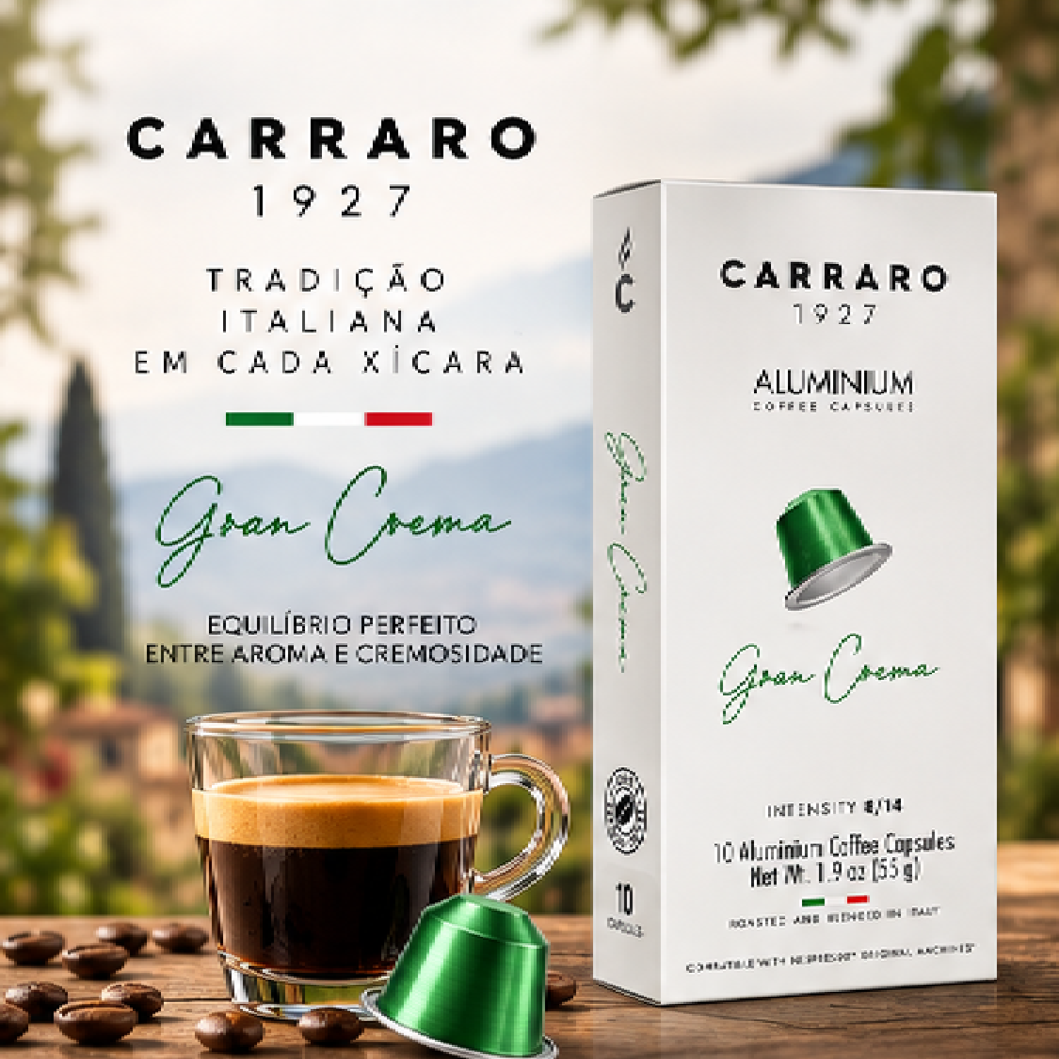 Café Cápsula Carraro Gran Crema Intensidade 9/14 10un 55g foto 5