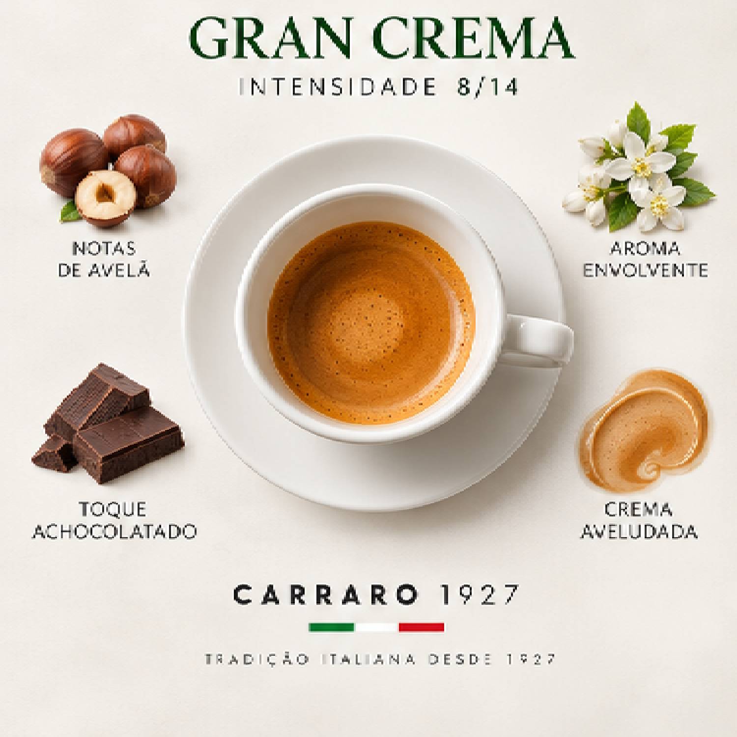 Café Cápsula Carraro Gran Crema Intensidade 9/14 10un 55g foto 8