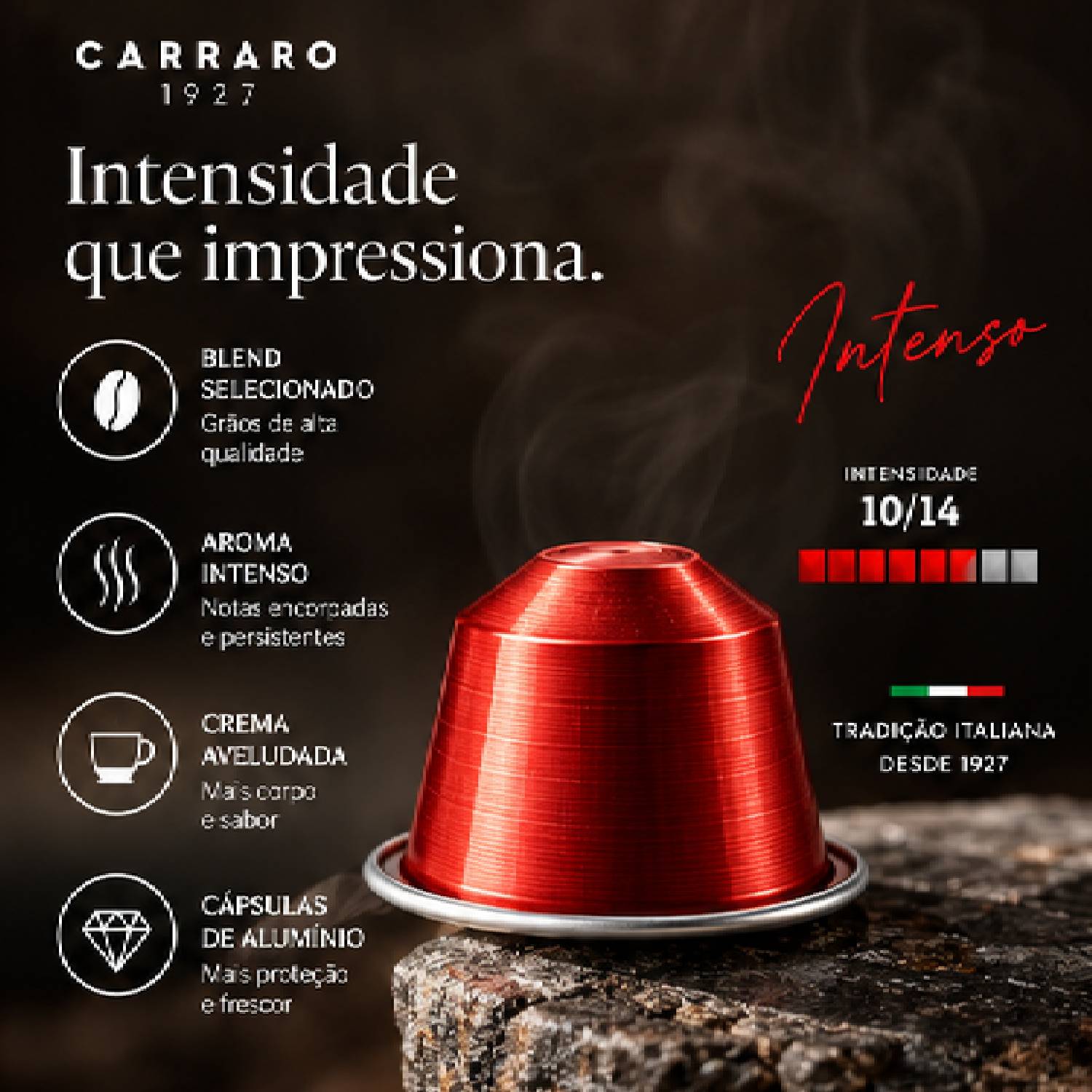 Café Cápsula Carraro Intenso Intensidade 10/14 10un 55g foto 3