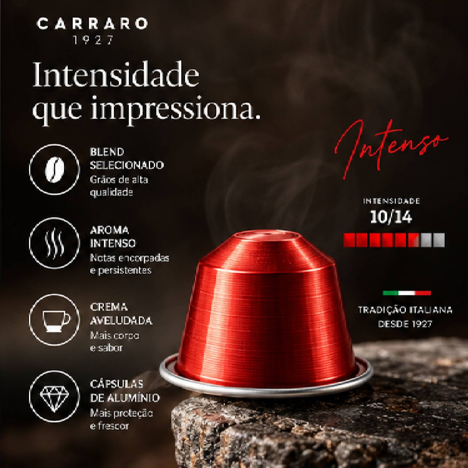 Café Cápsula Carraro Intenso Intensidade 10/14 10un 55g foto 6