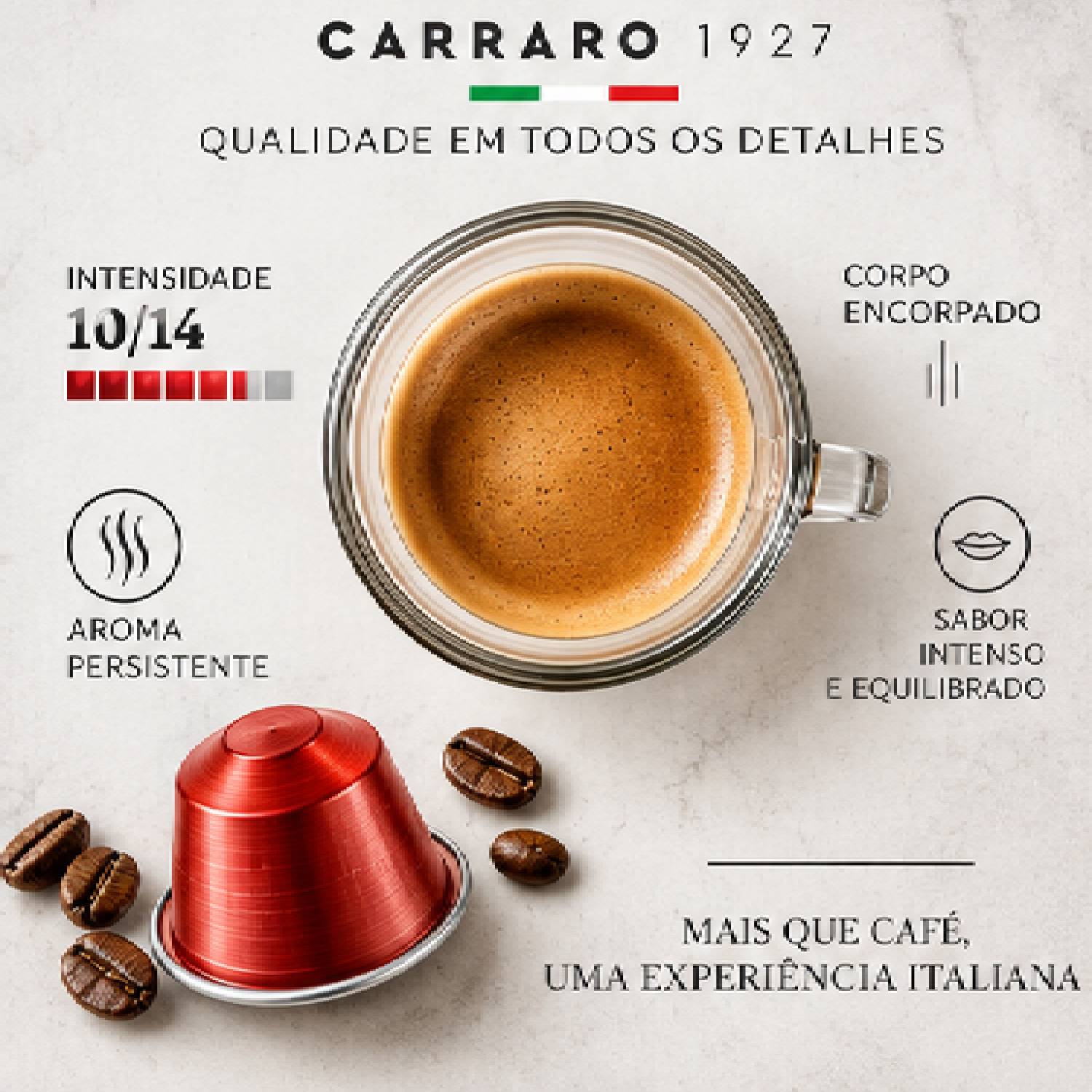 Café Cápsula Carraro Intenso Intensidade 10/14 10un 55g foto 9