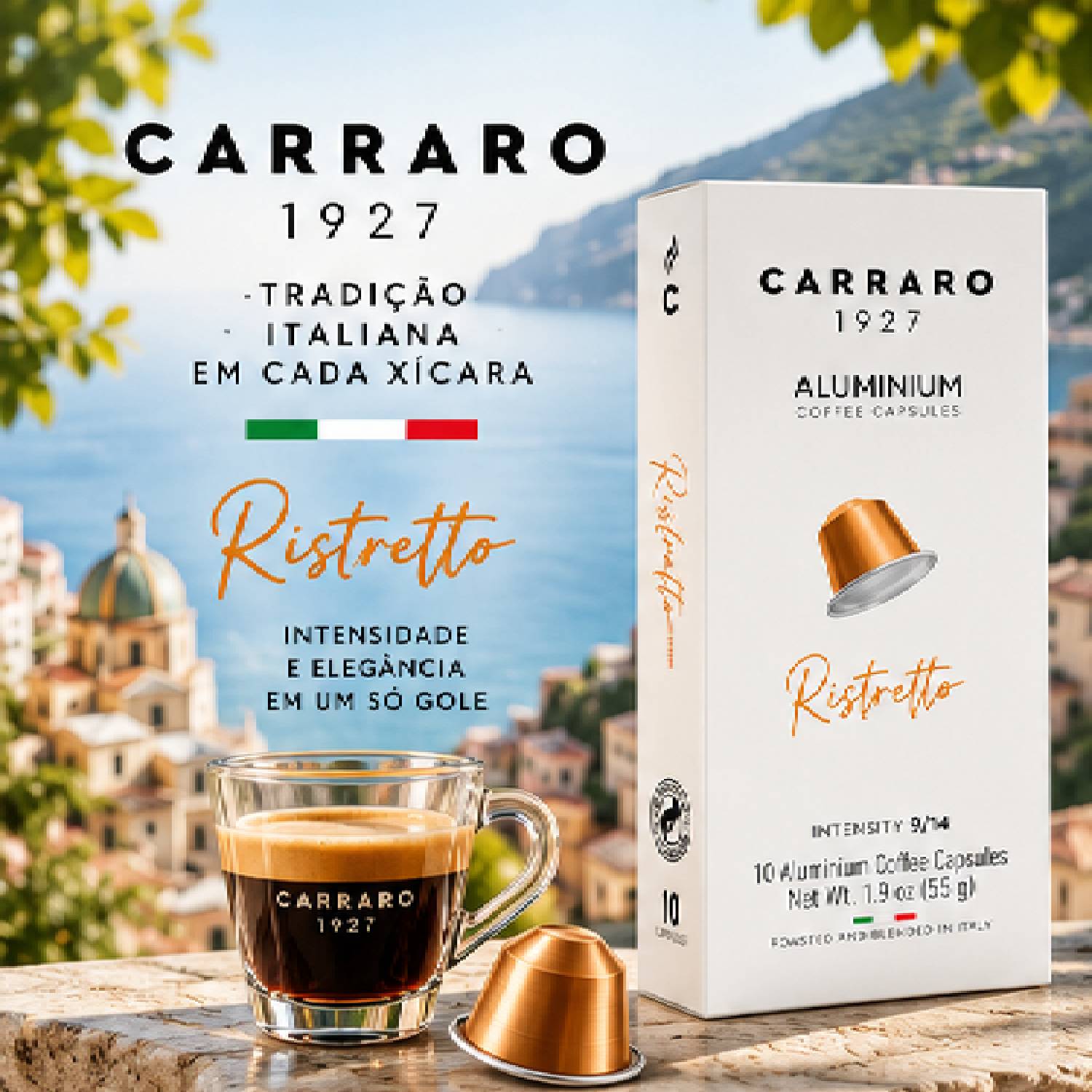 Café Cápsula Carraro Ristretto Intensidade 9/14 10un 55g foto 3