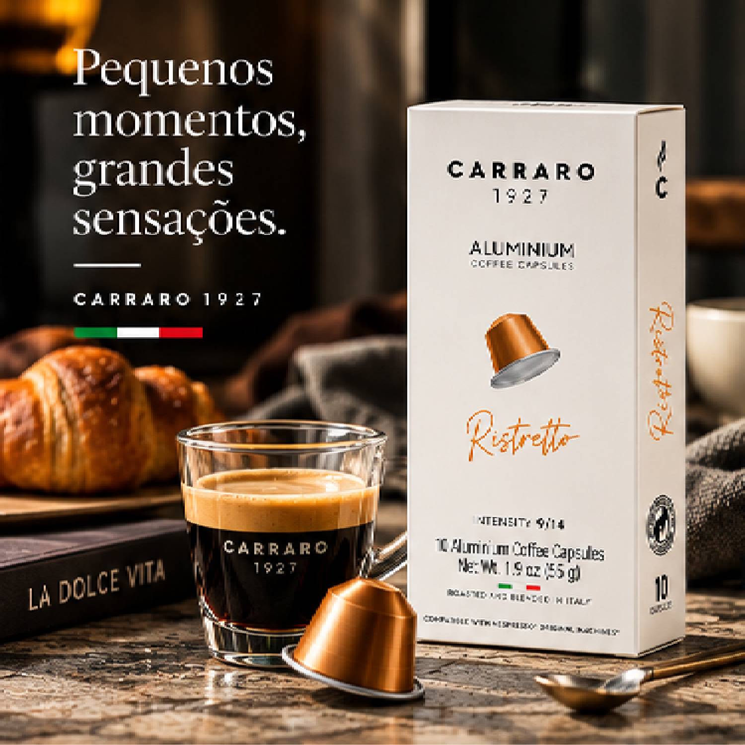 Café Cápsula Carraro Ristretto Intensidade 9/14 10un 55g foto 9