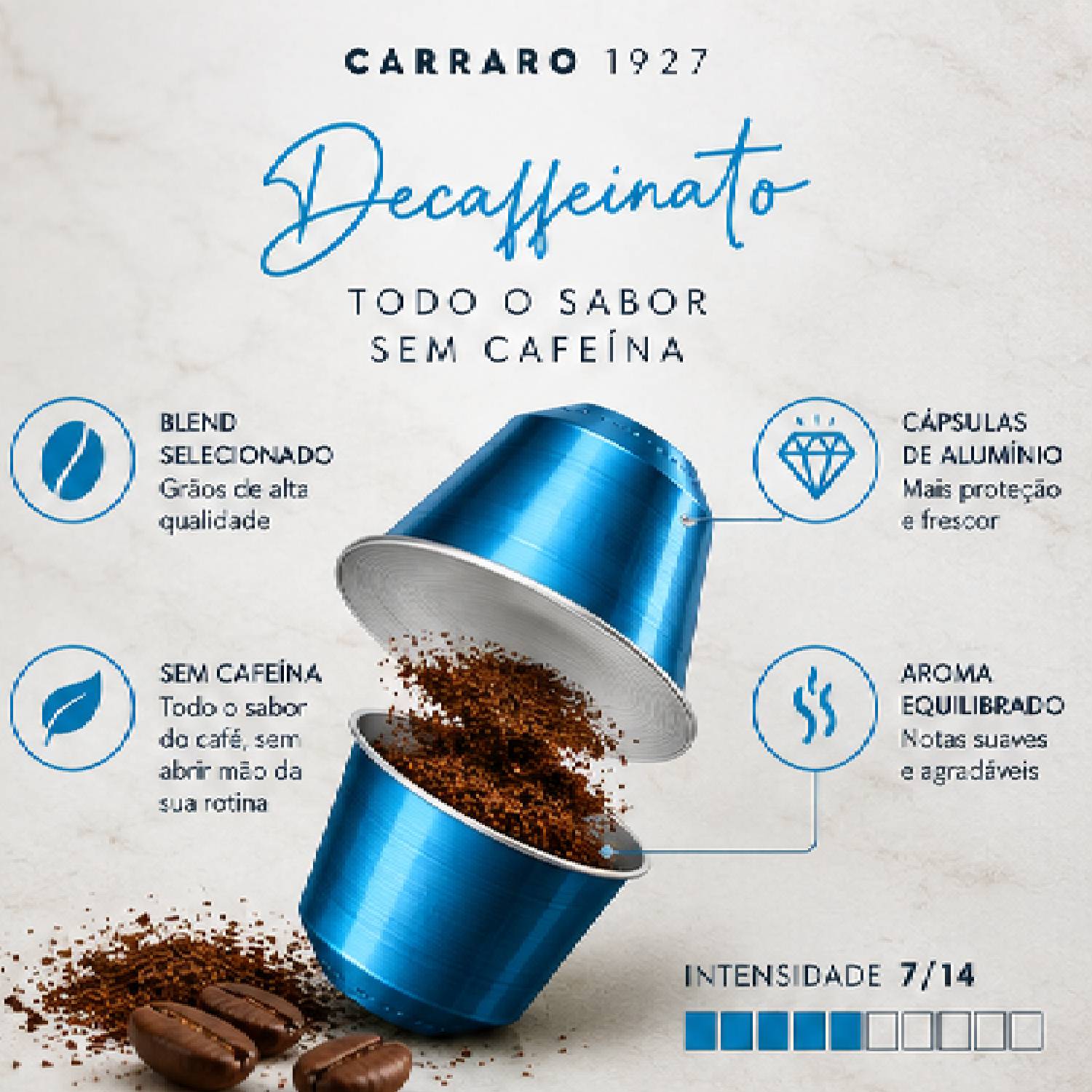 Café Cápsula Carraro Descafeinado Intensidade 7/14 10un 55g foto 5