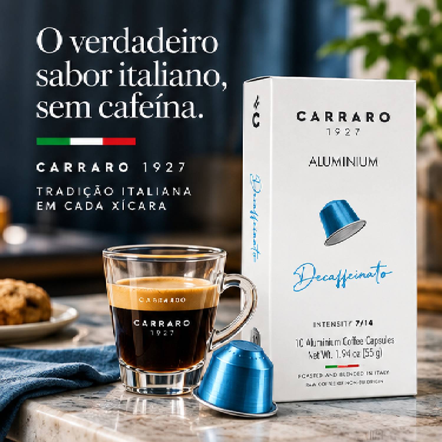 Café Cápsula Carraro Descafeinado Intensidade 7/14 10un 55g foto 7