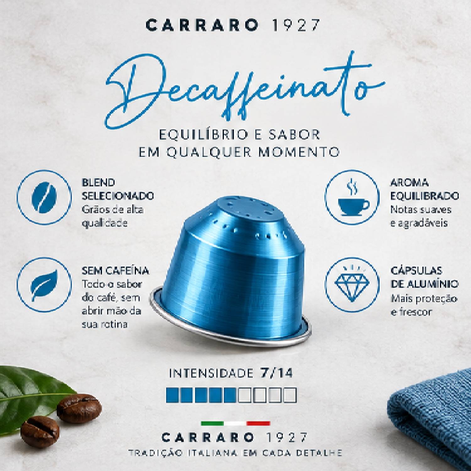 Café Cápsula Carraro Descafeinado Intensidade 7/14 10un 55g foto 9
