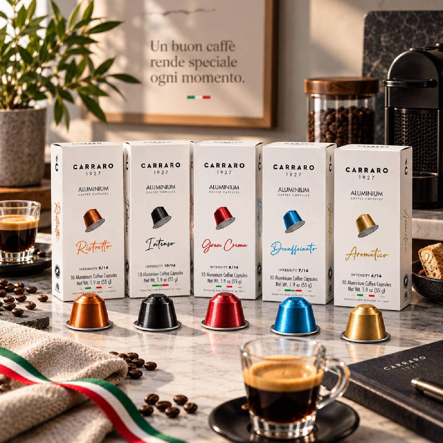 Kit Café Cápsulas Carraro 5 Sabores 50 Cápsulas 275g foto 2