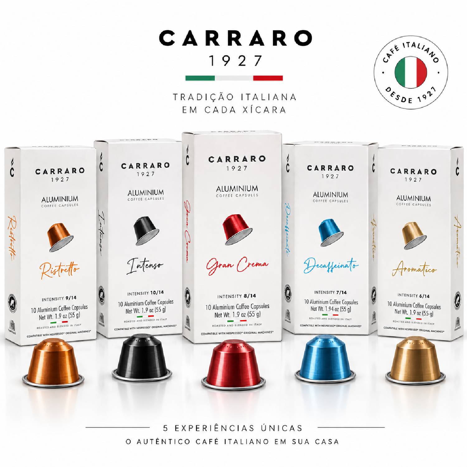 Kit Café Cápsulas Carraro 5 Sabores 50 Cápsulas 275g foto 5
