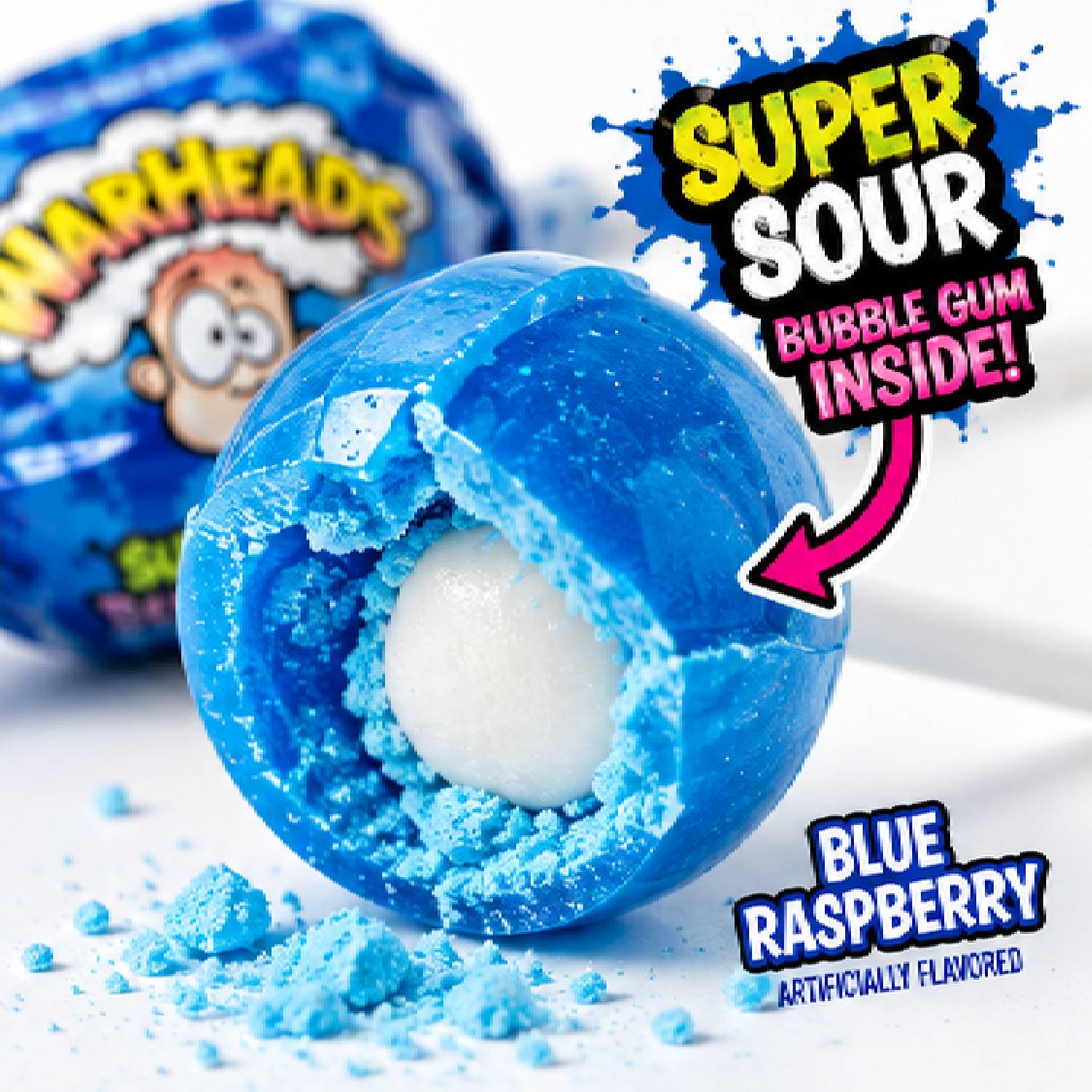Pirulito Warheads Super Sour Blue Raspberry 105g foto 2
