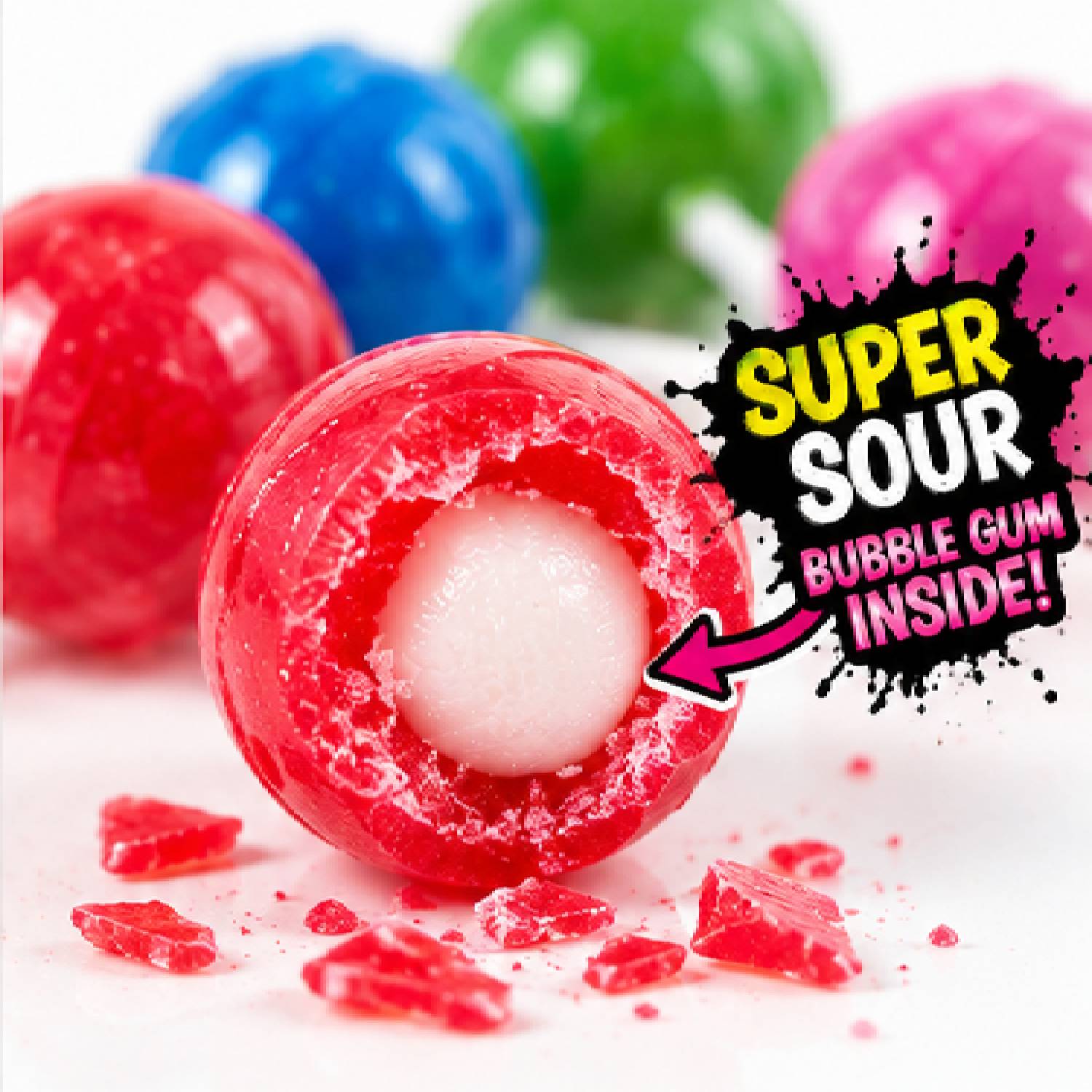 Warheads Super Sour Bubble Gum Pops Mix Original 105g foto 6