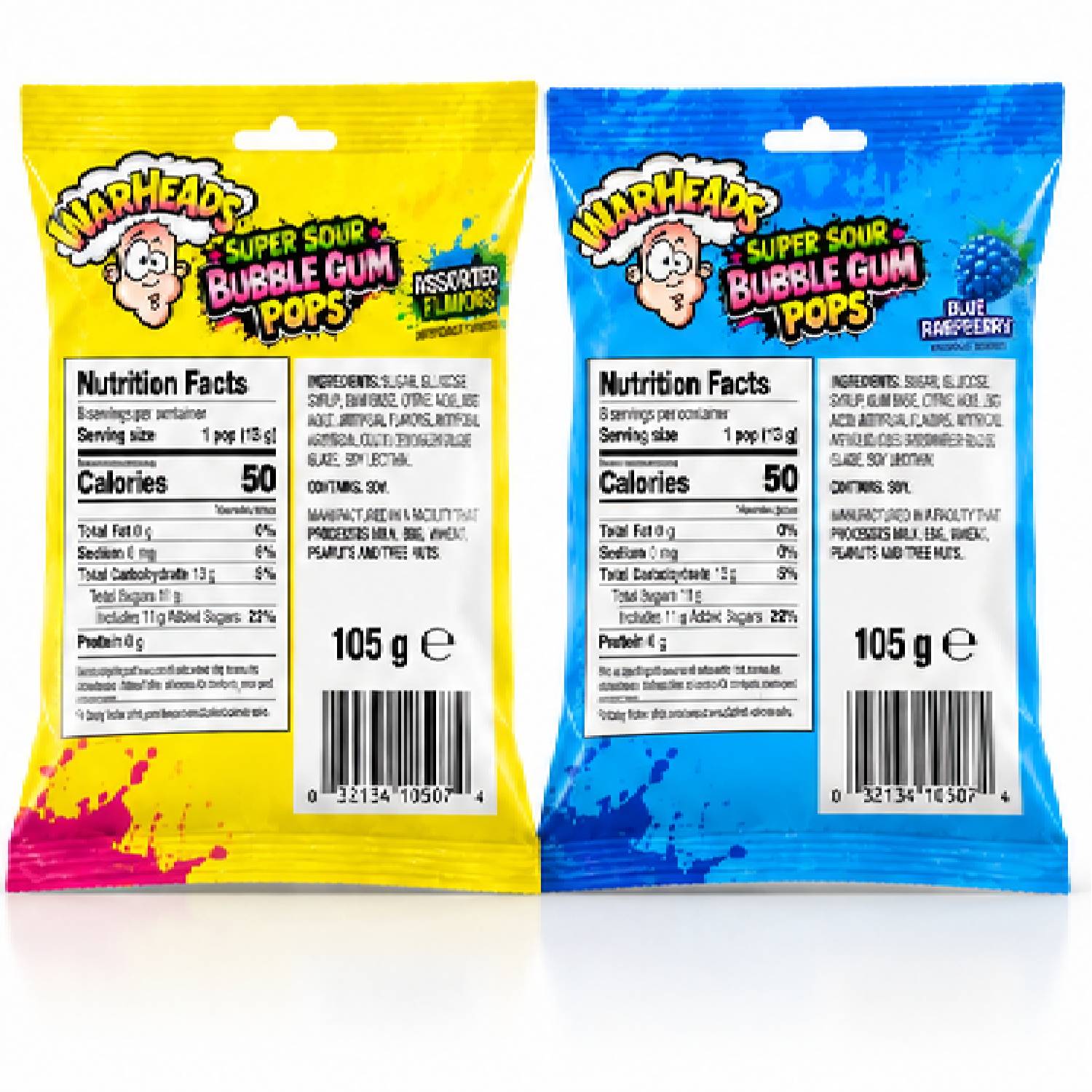 Kit 2 Warheads Super Sour Bubble Gum Pops 105g Cada foto 2
