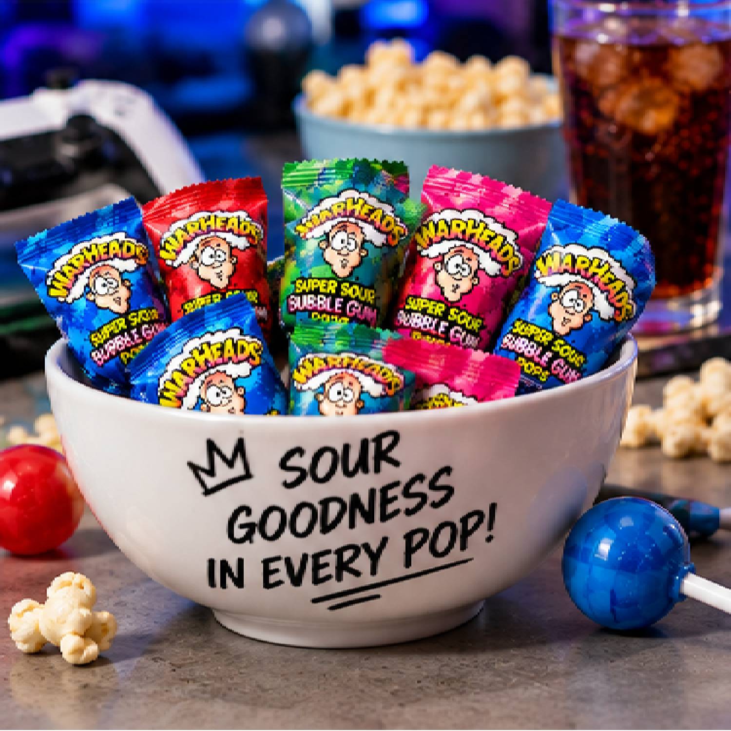 Kit 2 Warheads Super Sour Bubble Gum Pops 105g Cada foto 3