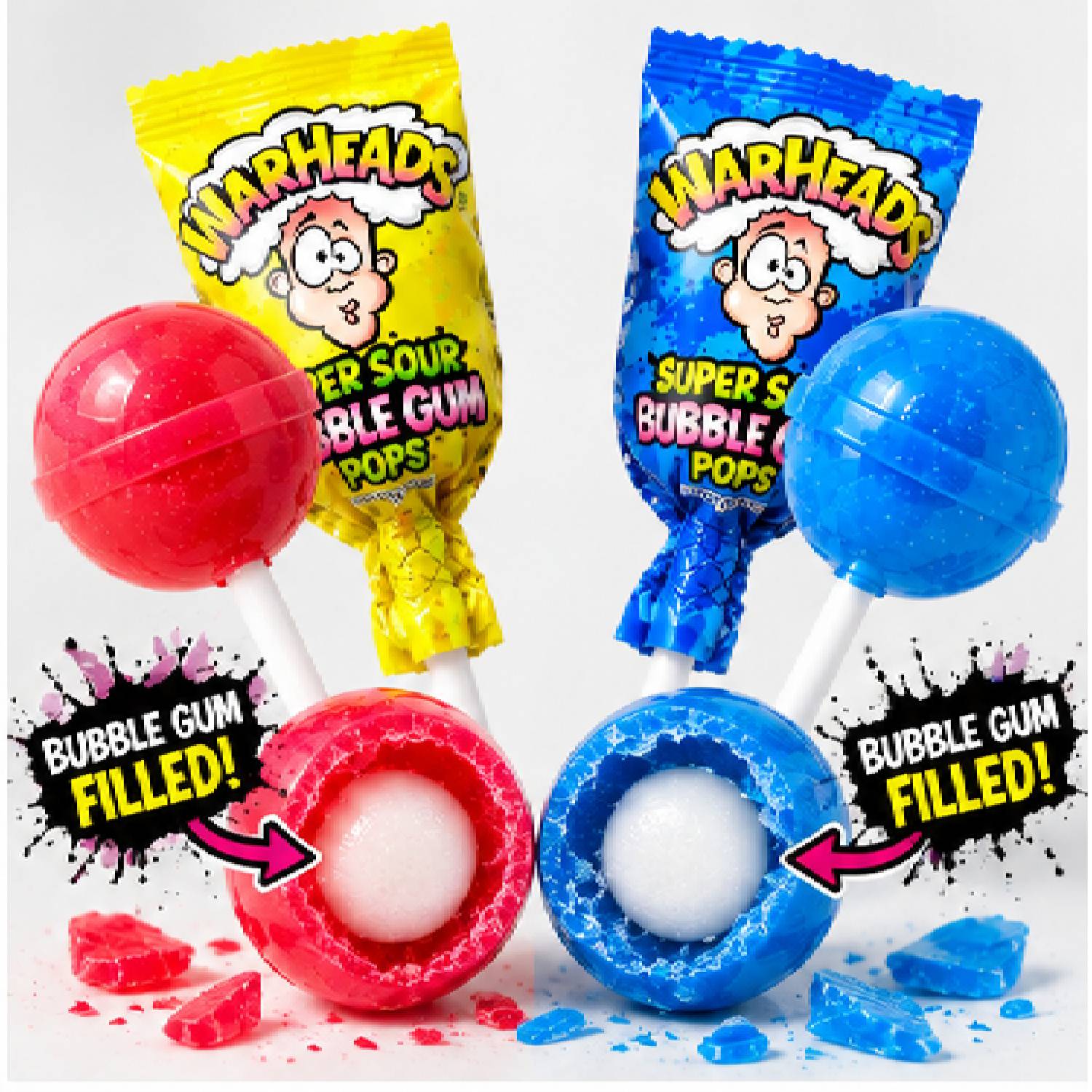 Kit 2 Warheads Super Sour Bubble Gum Pops 105g Cada foto 4